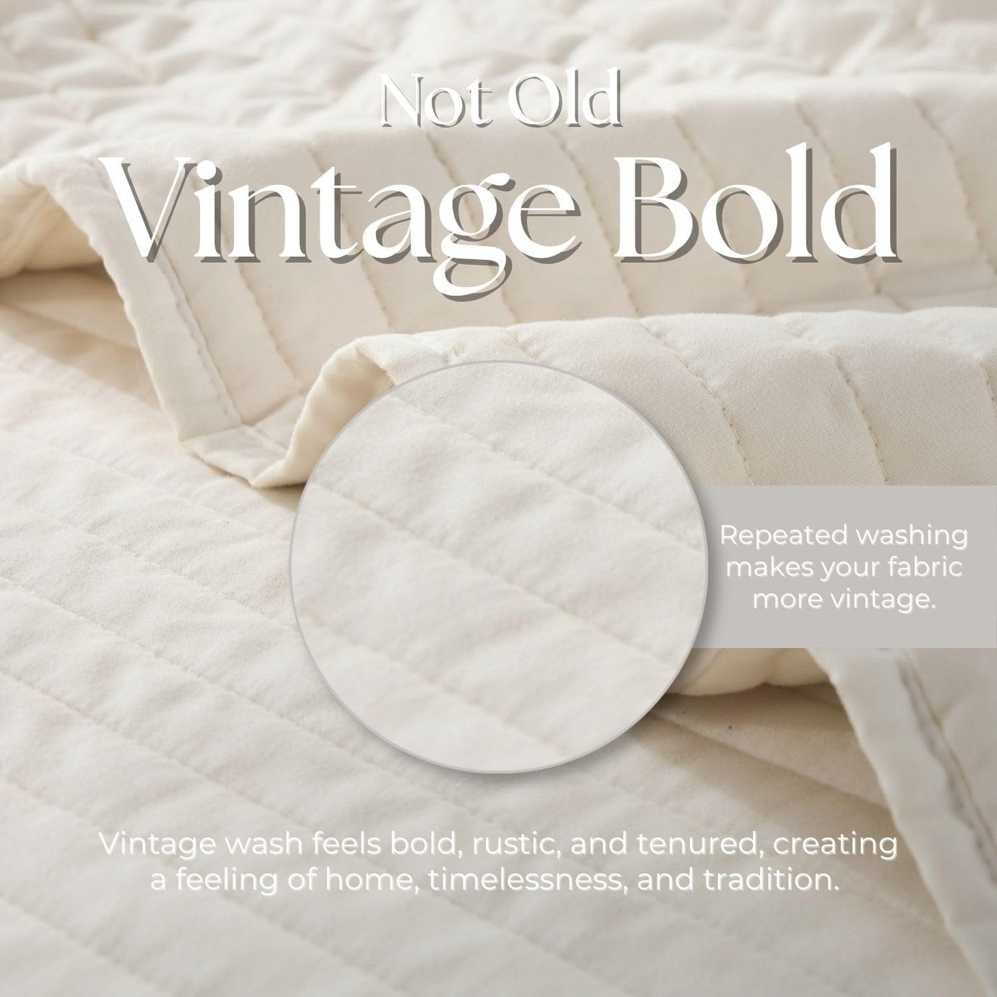 DOWN HOME Queen Quilt Bedding Set with Shams, Vintage Washed Soft Quilted Blanket Thin Comforter Lightweight Bedspread Coverlet Bed Cover, Brushed Microfiber Stripe Stitching, Linen White, 86"x90"