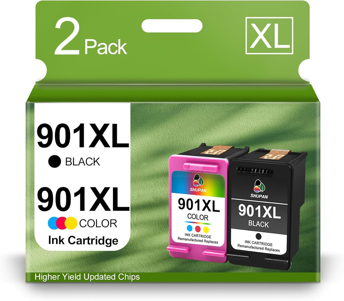 901XL Combo Pack Ink Cartridges Replacement for HP 901 901 XL Ink Use with OfficeJet J4680 J4580 J4550 J4524 J4540 J4640 4500 G510n(1 Black, 1 Color)
