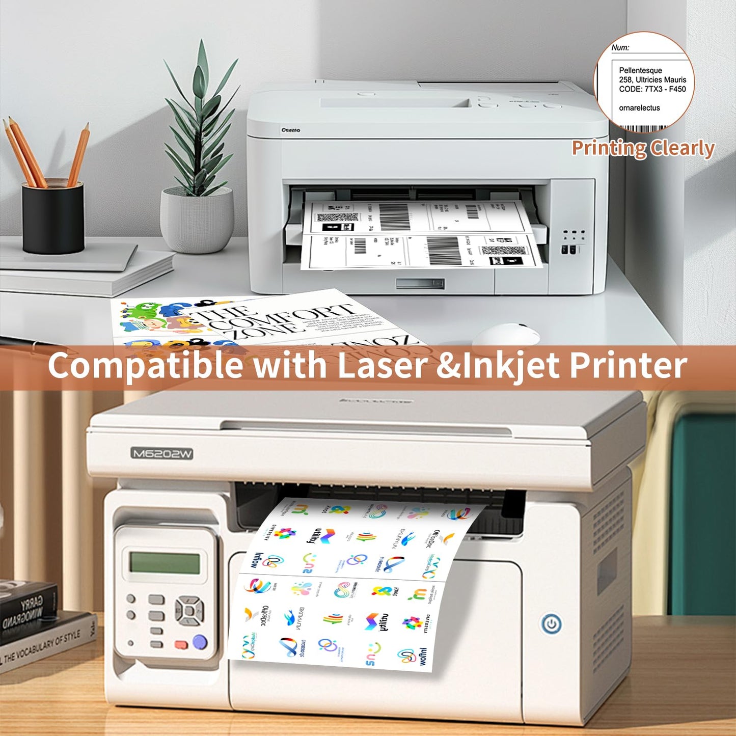 Half Sheet Labels, 2 per Sheet, 250 Sheets, 500 Labels, 8.5" x 5.5" Shipping Labels Paper, Address Sticker Laser & Inkjet Printer Label Stickers, 5 1/2" x 8 1/2" Half Shipping Labels Paper