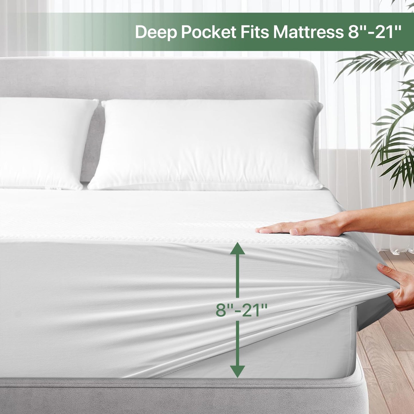 TASTELIFE Bamboo Mattress Protector King Size 100% Waterproof 3D Air Fabric Cooling Mattress Cover with 8”-21” Deep Pocket Soft Breathable Noiseless Bed Protector