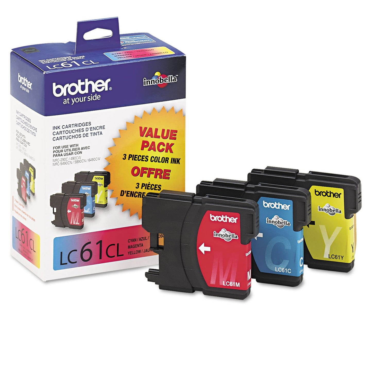 Brother LC613PKS Color Ink Cartridge - 3 piece color Pack - Retail Packaging-CyanMagentaYellow