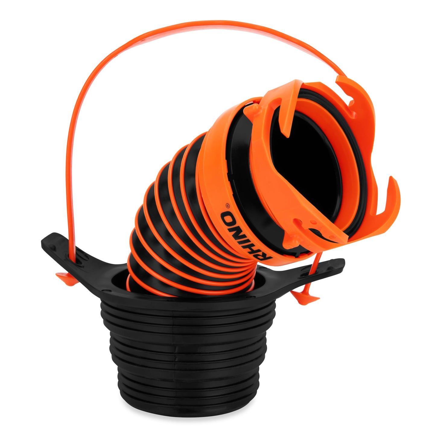 Camco 39319 Flexible 3-in-1 Sewer Hose Seal with RhinoExtreme Hose and Handle- Flexible Fitting Makes Connection to a Sewer Inlet Simple and Less Hands On!, Black, Standard