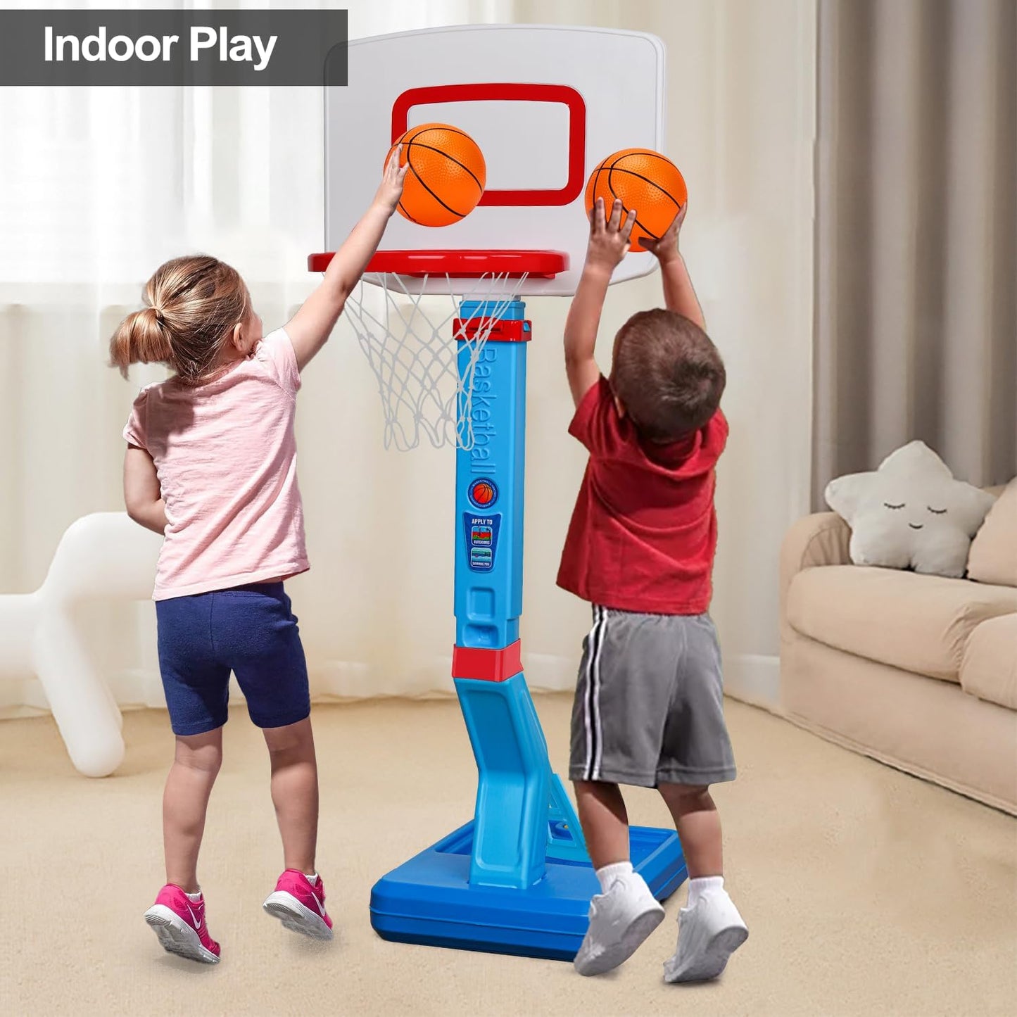 Basketball Hoop Indoor for Toddler Toys 3-5 5-8 Adjustable Portable Basketball Net Set Pool Outdoor Backyard Toy Mini Hoop Basket Ball Game for Kids Age 3 4 5 6 7 8 Year Old Boys Girls
