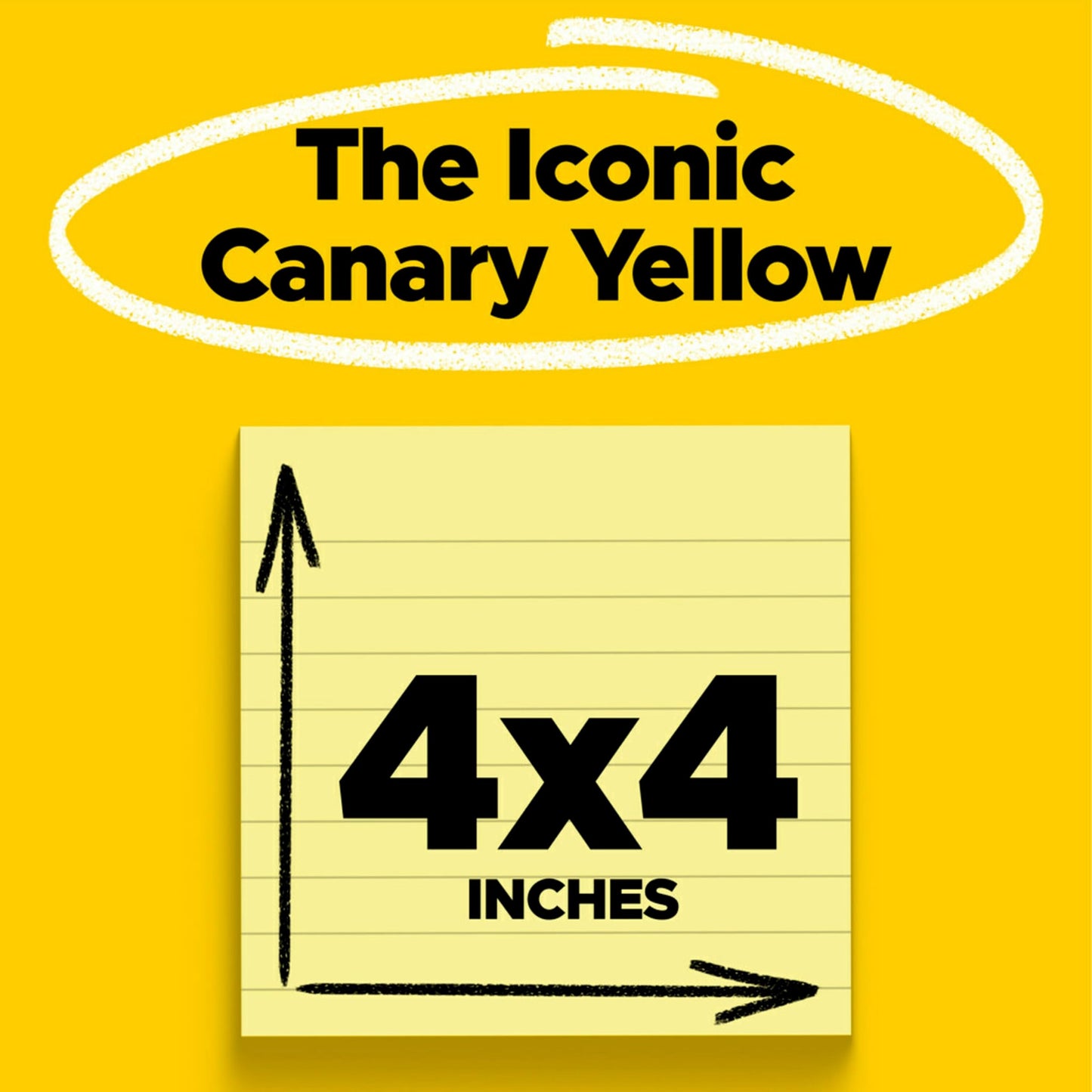 Post-it Super Sticky Notes, 4x4 in, 12 Pads, 2x the Sticking Power, Canary Yellow, (675-12SSCP)