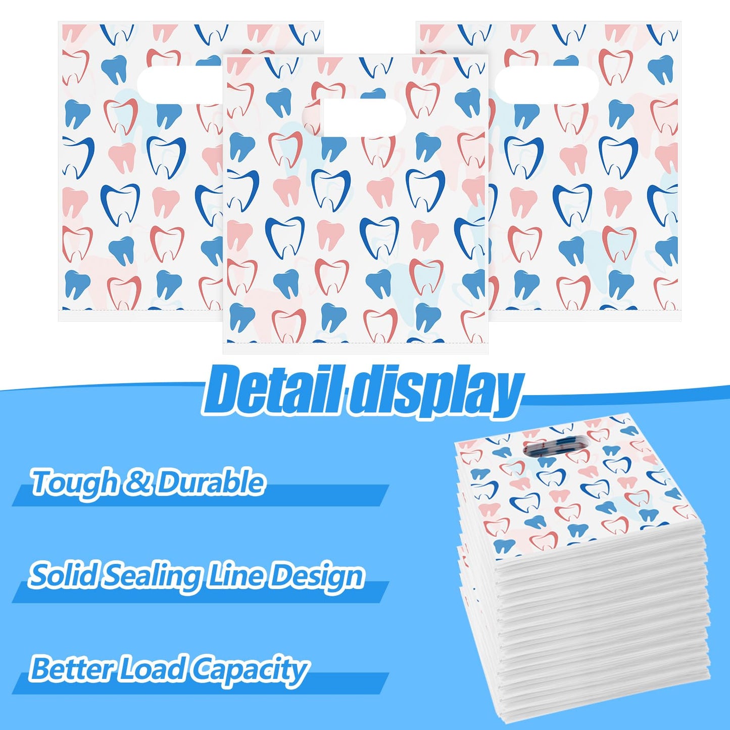 Colarr 400 Pcs Tooth Patient Care Dental Bags 9 x 8 Inches Plastic Merchandise Bags Dental Bags for Patients Dental Clinics Patient Encouragement Gifts Party Favors (Dental)