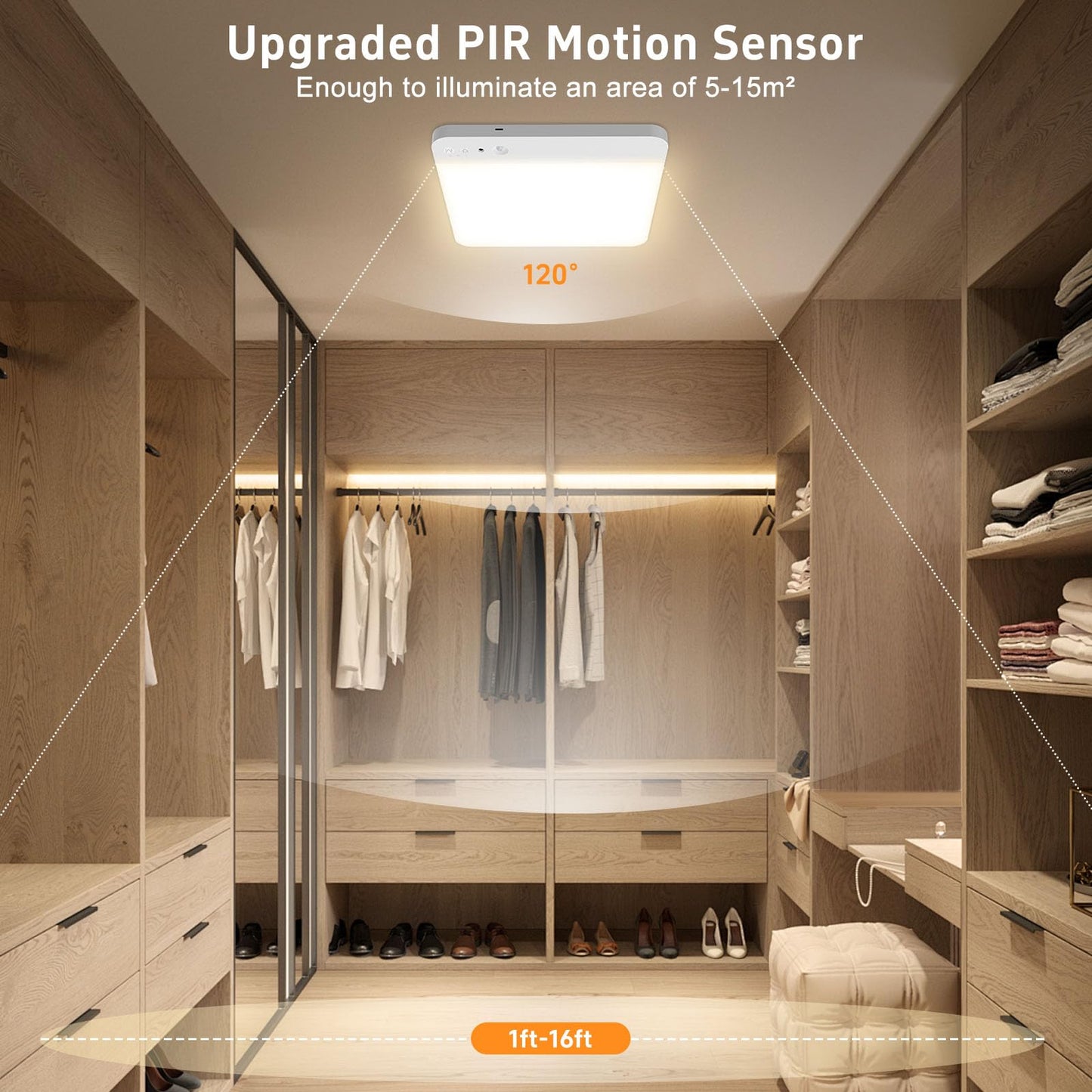 Rechargeable Closet Lights Motion Sensored - 7.8in Magnetic Under Cabinet Lighting, Battery Operated Closet Light with Remote, Wireless Indoor Sensor Lights for Under Counter Shower Bathroom Kitchen