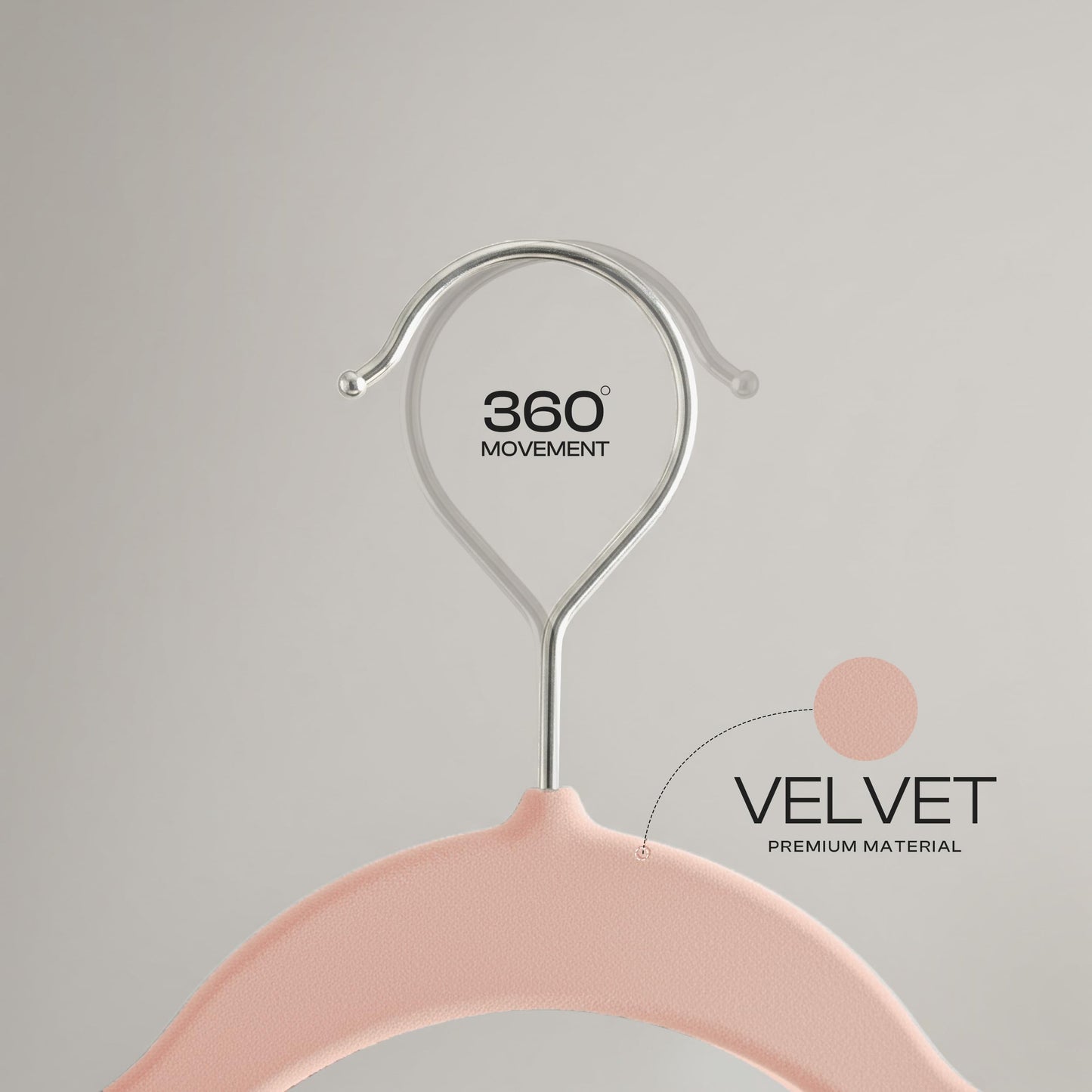Utopia Home Velvet Hangers 50 Pack, Heavy Duty, Non-Slip, Space Saving Felt Clothes Hangers with 360° Hook & Notches (Pink)