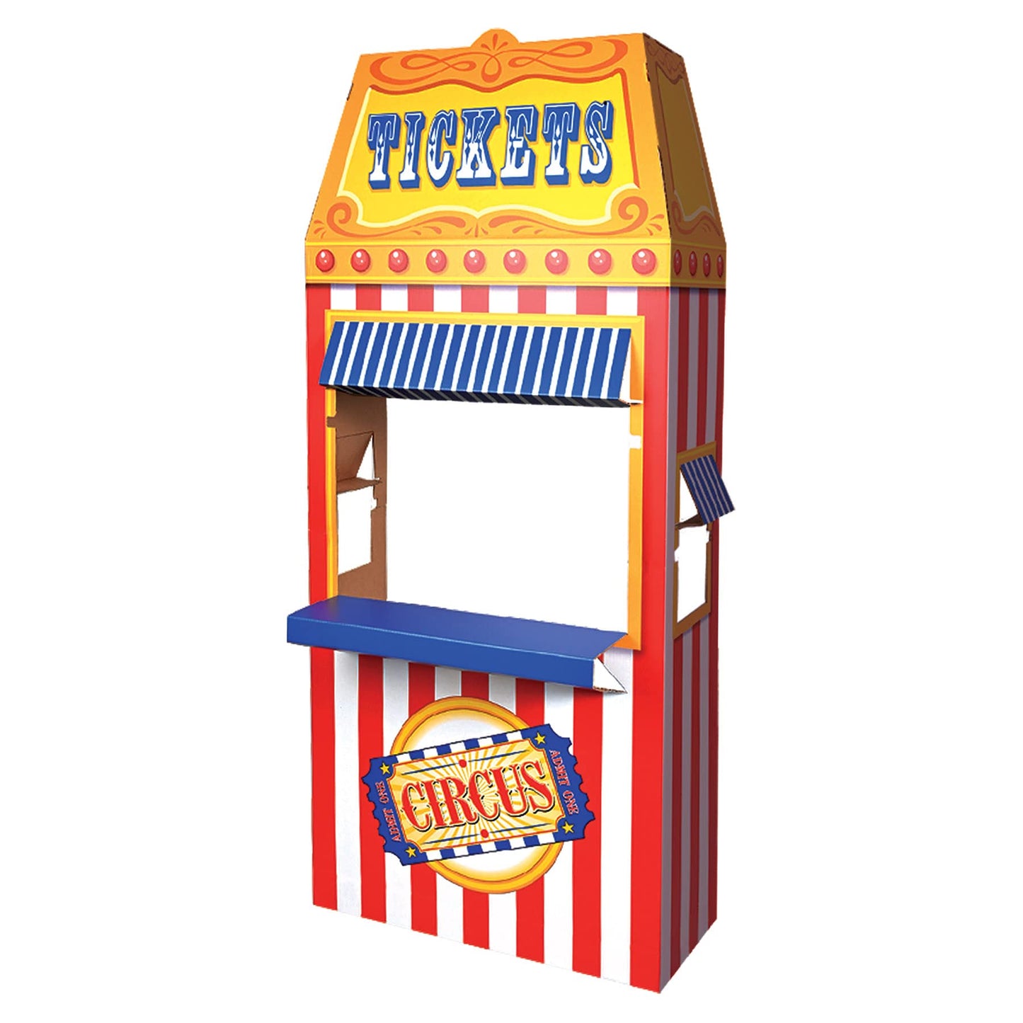 Beistle 3-D Circus Photo Booth Prop, Cardboard Ticket Booth, Carnival Themed Party Decorations, Fun Fair Party Supplies, 6' 1" x 35.25"