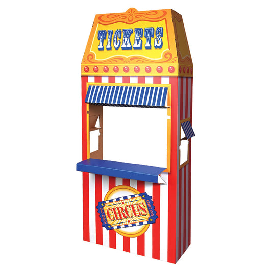 Beistle 3-D Circus Photo Booth Prop, Cardboard Ticket Booth, Carnival Themed Party Decorations, Fun Fair Party Supplies, 6' 1" x 35.25"
