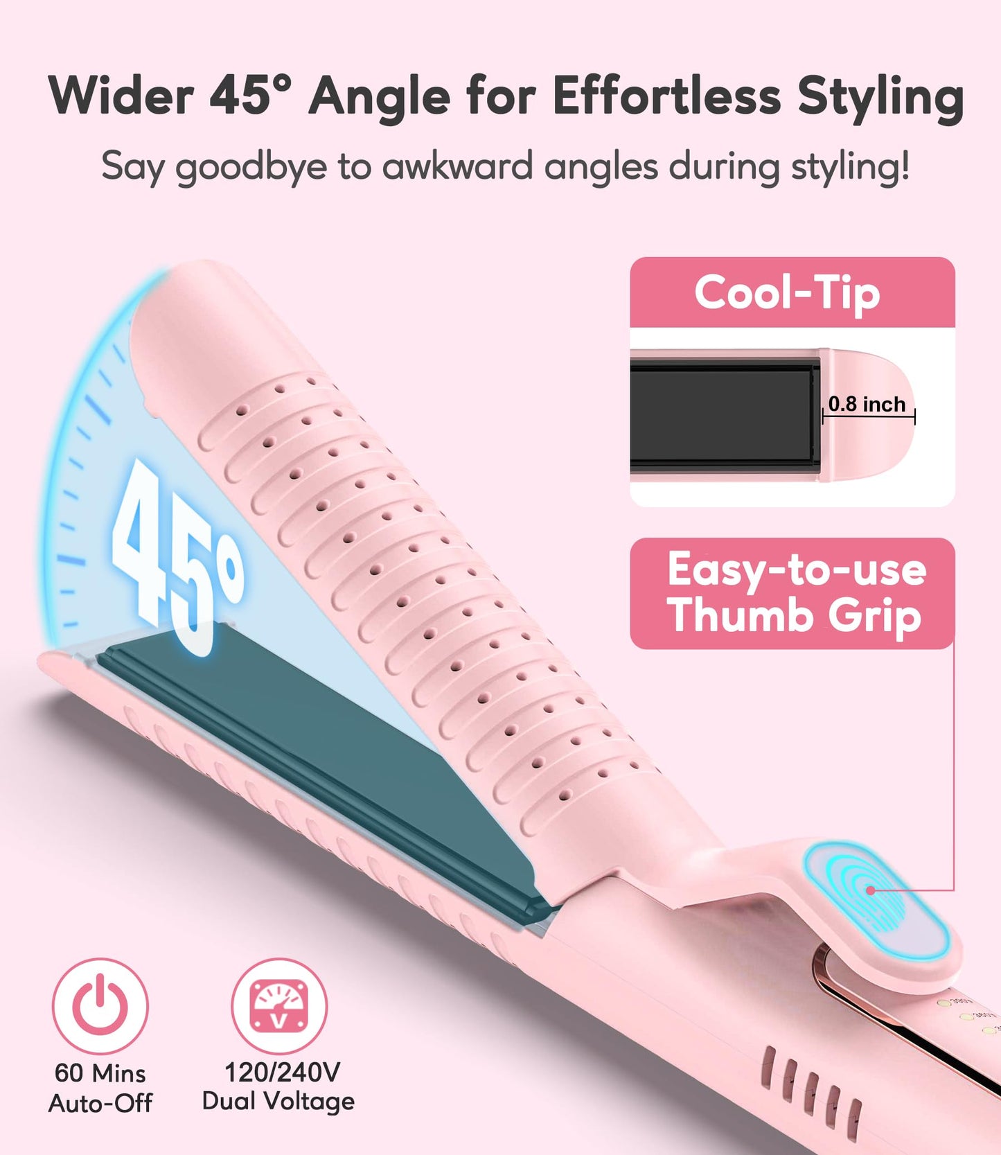 Farery Chill Set Soft-Air Curling Iron: Gentle Airflow for Quick Styling & Long-Lasting Curls, Lock in Style with Cooling Air Vents, 2-in-1 Hair Straightener & Curler with Upgraded Long Barrel, Pink