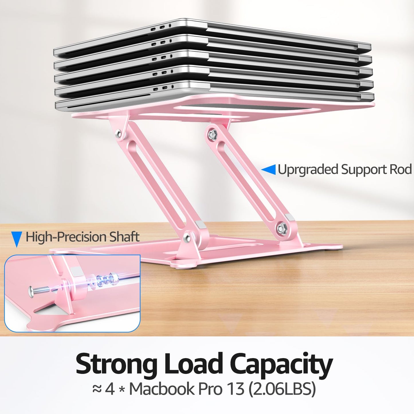Urmust Laptop Notebook Stand Holder Adjustable Ultrabook Stand Riser Portable Compatible with MacBook Air Pro HP Dell XPS Lenovo All laptops 10-15.6"(Rose Gold)