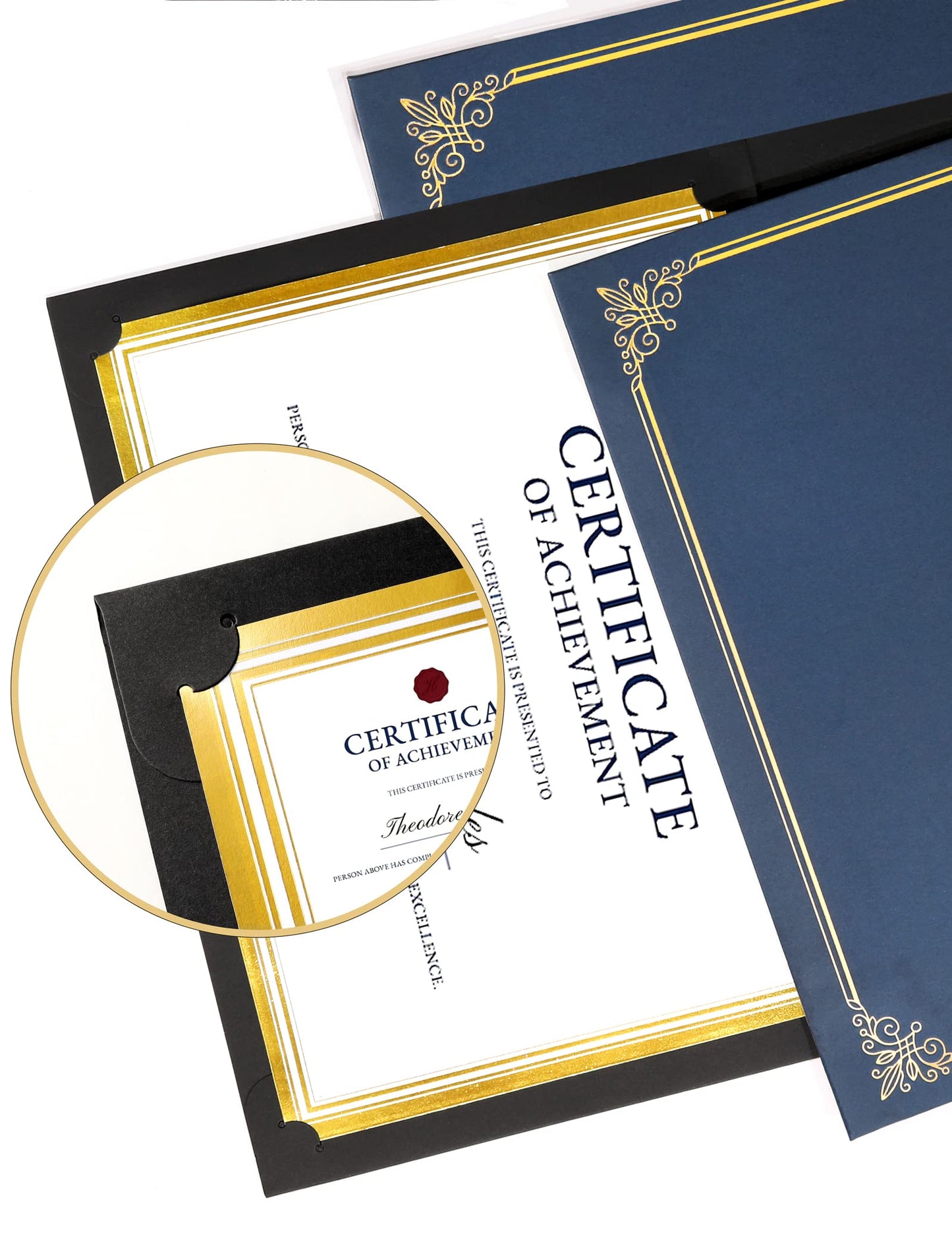GNL 50 Packs Black Certificate Holders - Diploma Holders, Certificate Covers with Gold Foil Border, for Letter Size 8.5 x 11 Award Certificate Paper and Documents