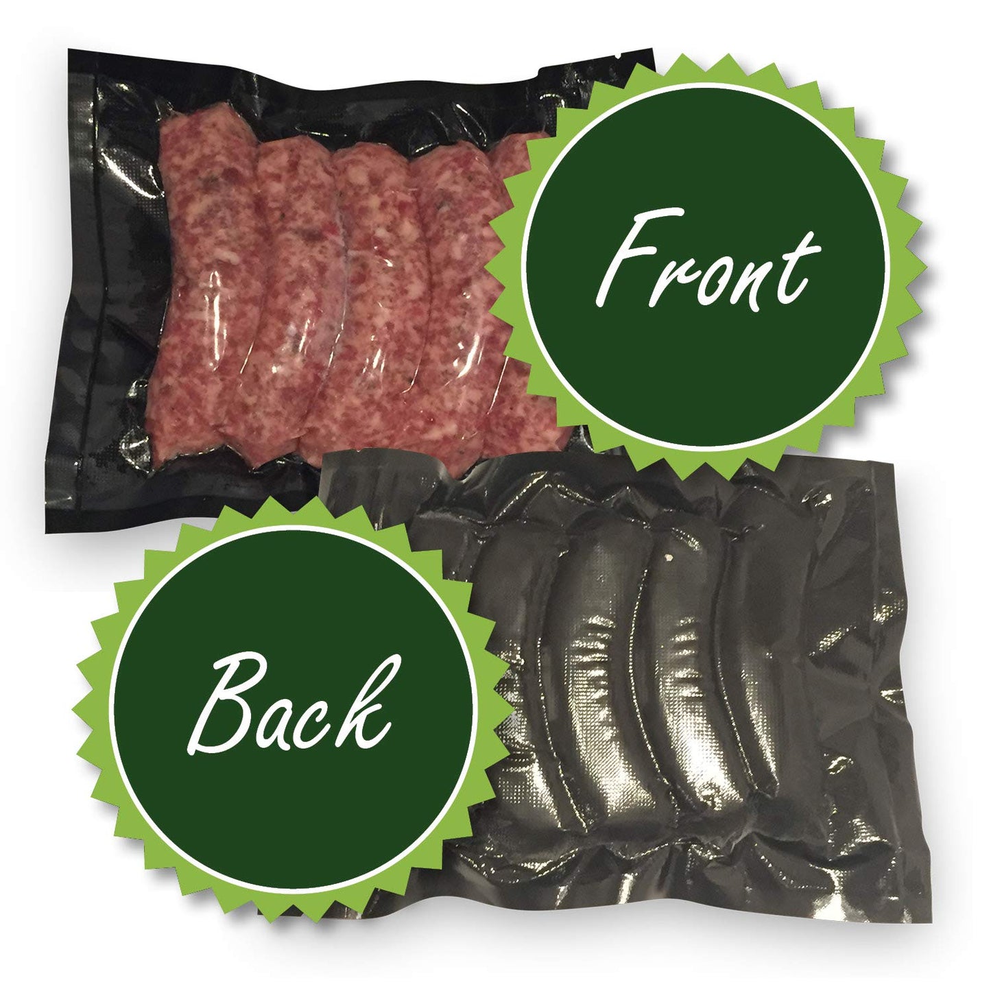 FoodVacBags Pint Zipper 6" X 10" Vacuum Seal Bags/Pouches - Black Back Clear Front (50 Count) - Resealable