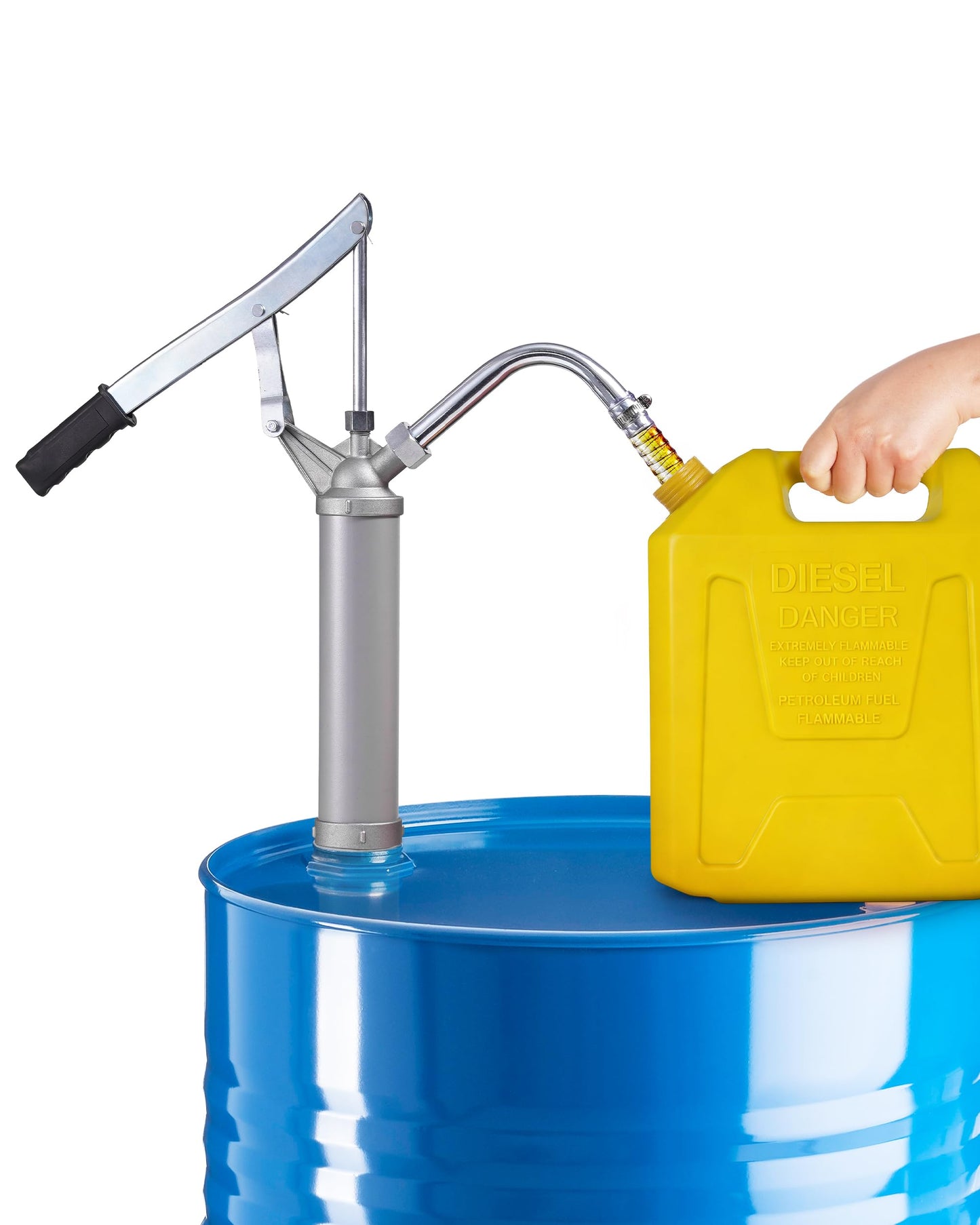 55 Gallon Drum Pump, All-Aluminum Lever-Action Barrel Pump, Fuel Transfer Barrel Pump for Diesel, Kerosene, Hydraulic Fluid, Rotary Siphon Oil Pump for Machinery Use, Fits 5–55 Gallon Drums