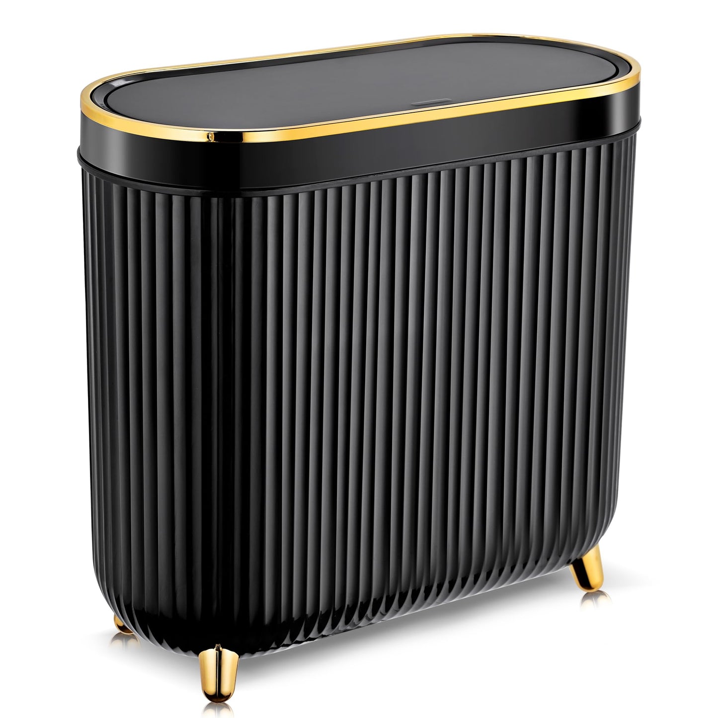 Supteron Bathroom Trash Can with Lid 3.2 Gallon Narrow Trash Can Small Plastic Trash Bin 12 Liter Rectangular Plastic Garbage Can with Press Type Lid for Bedroom Bathroom