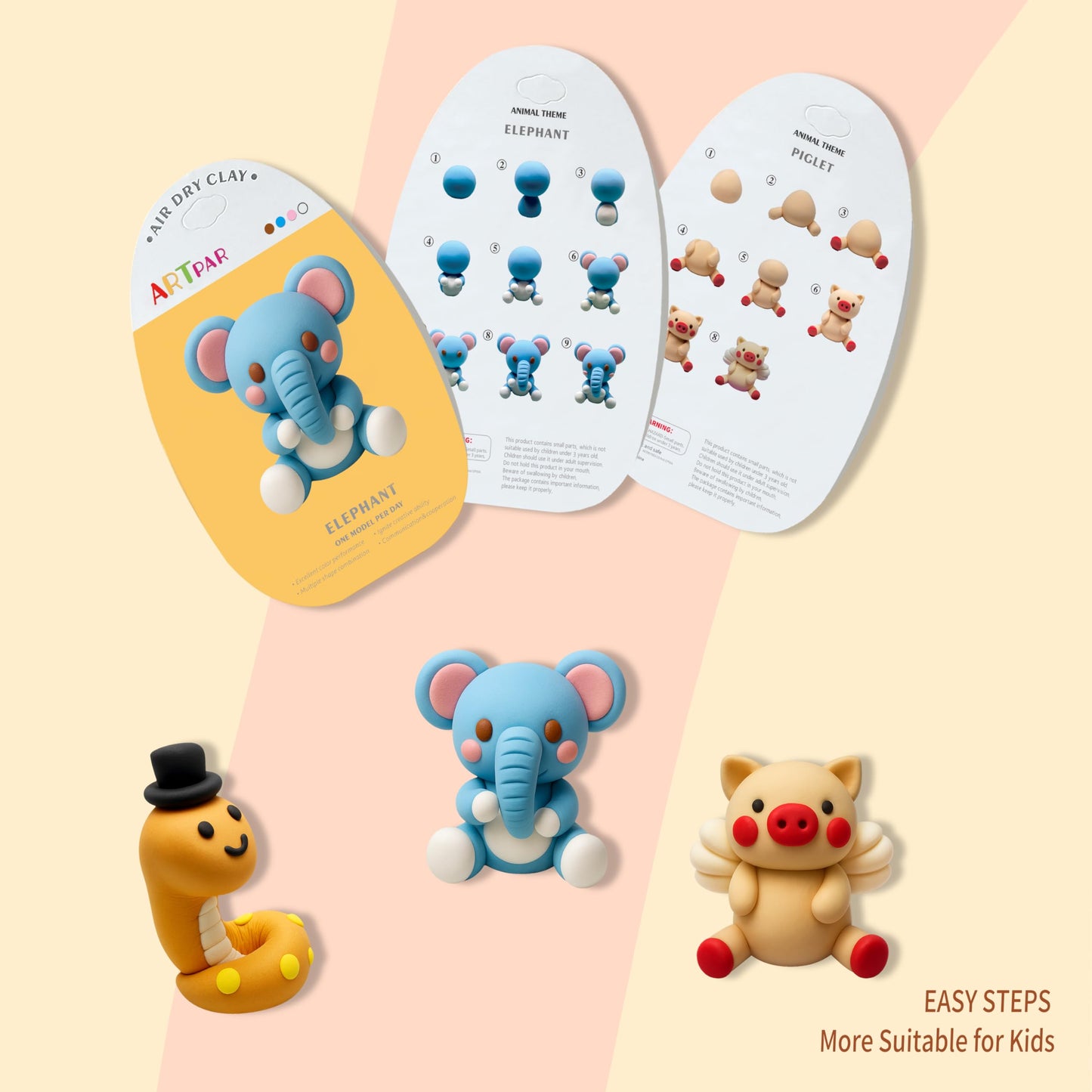 ARTPAR Air Dry Clay Kits for Kids-Modeling Magic Clay,12 Animals DIY Molding Clay Art Crafts Set,Ultra Light & Soft, Safe & Non-Toxic with Sculpting Tools & Tutorials, Unique Gifts for Boys & Girls