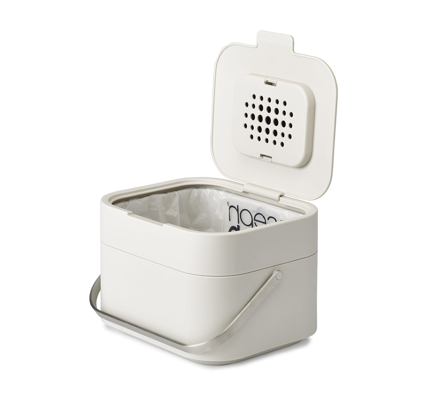 Joseph Joseph Intelligent Waste Compost Bin Food Waste Caddy with Odor Filter and Ventilation, 1 Gallon / 4 liters, Stone