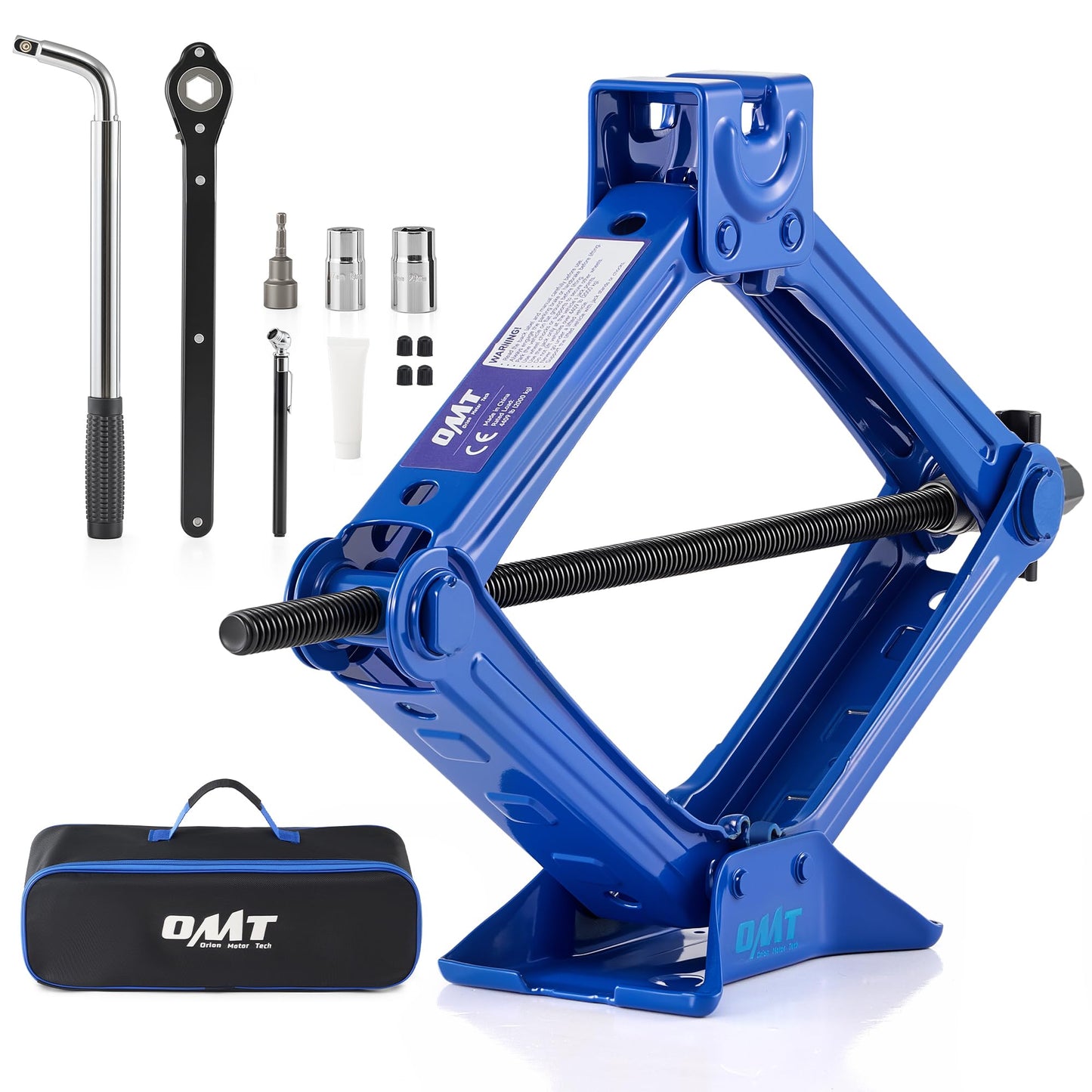 Orion Motor Tech 2 Ton Scissor Lift Jack, 14 pc. Car Jack Kit for Sedan SUV MPV with Drill Socket Ratchet Wrench, Portable Scissor Jack and Stand Kit, Heavy Duty Car Jack for Spare Tire Changing