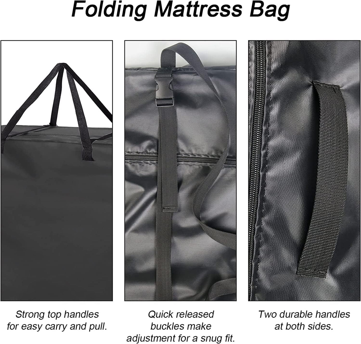 Joymo Folding Mattress Storage Bag for 6" Queen, Waterproof Foldable Mattress Cover for Memory Foam Guest Bed, Dustproof Heavy Duty Tri-Fold Floor Mattress Carrying Case (28"x61"x18")