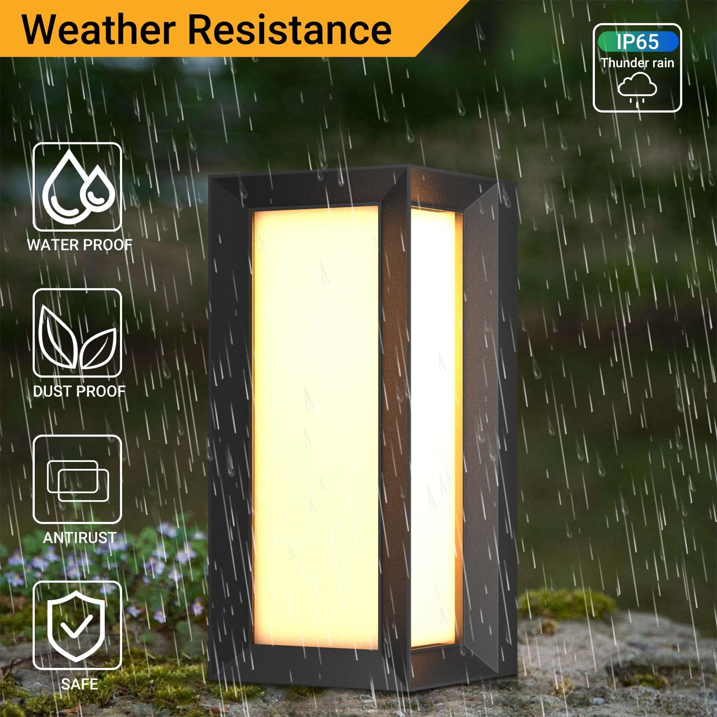 Tipace Outdoor Wall Light Modern Outdoor Porch Light Black Exterior Light Fixture Waterproof Front Door Light for House,Patio,Garage,Backyard,Hallway(2 Pack)