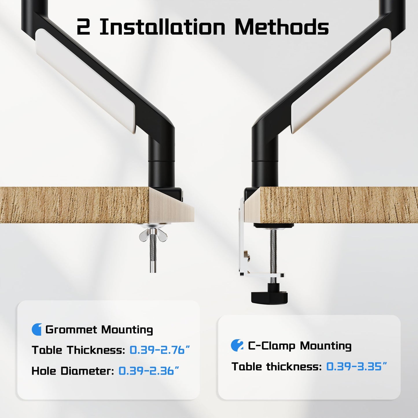 ETHU Premium Single Monitor Arm, Heavy Duty Monitor Mount with Gas Spring, VESA Monitor Arm for 17-40 inch Screens up to 30.8lbs, Full Motion Adjustable Monitor Stand for Office & Home, Black & White