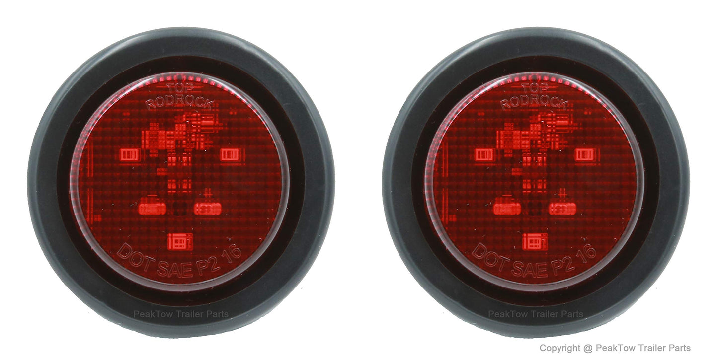 PEAKTOW PTL0434 Trailer Truck Steel Light Boxes with 6 Inches LED Red Oval Tail Light & 2 Inches LED Red Round Side Lights–Pack of 2