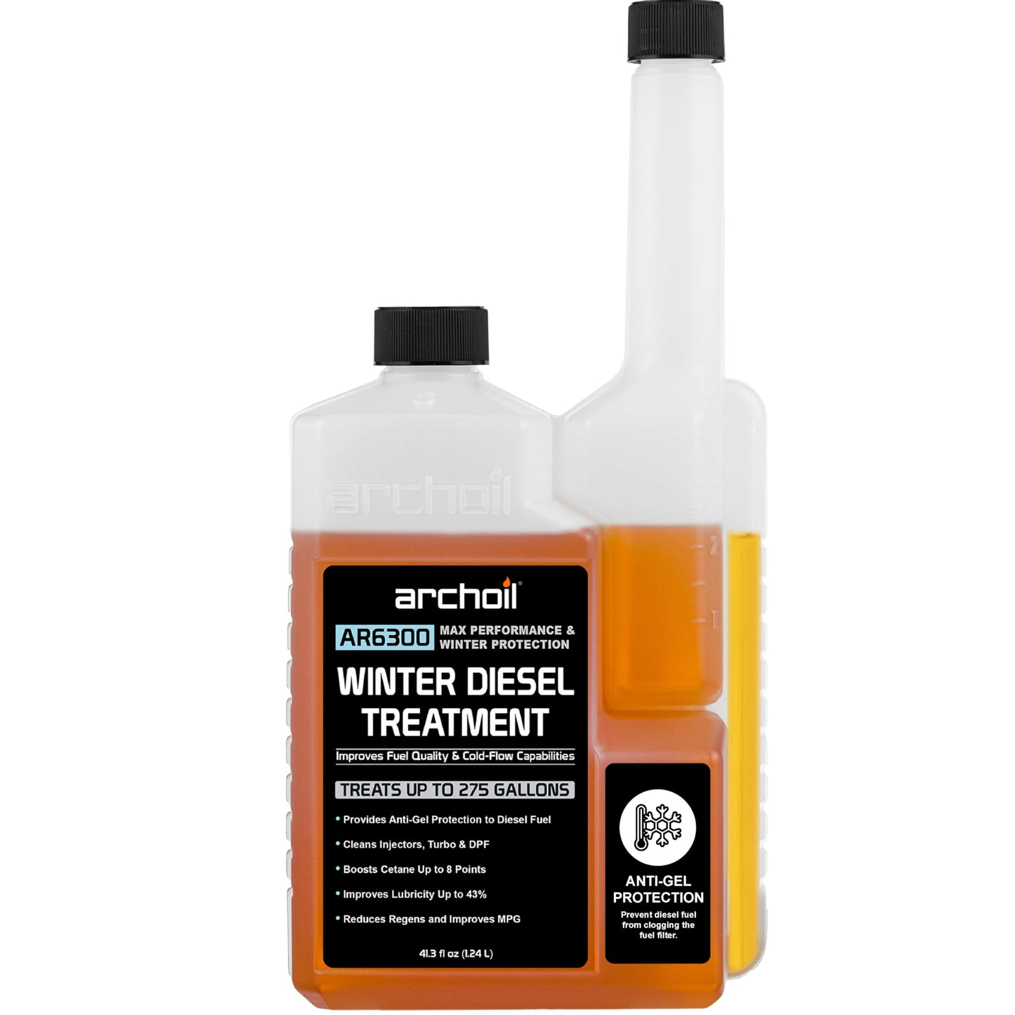 Archoil AR6300 Winter Diesel Treatment (41 oz) Treats 275 Gallons, Diesel Anti-Gel Additive, Lubricity Improver, Cetane Booster, Injector Cleaner, DPF & Turbo Deposit Control