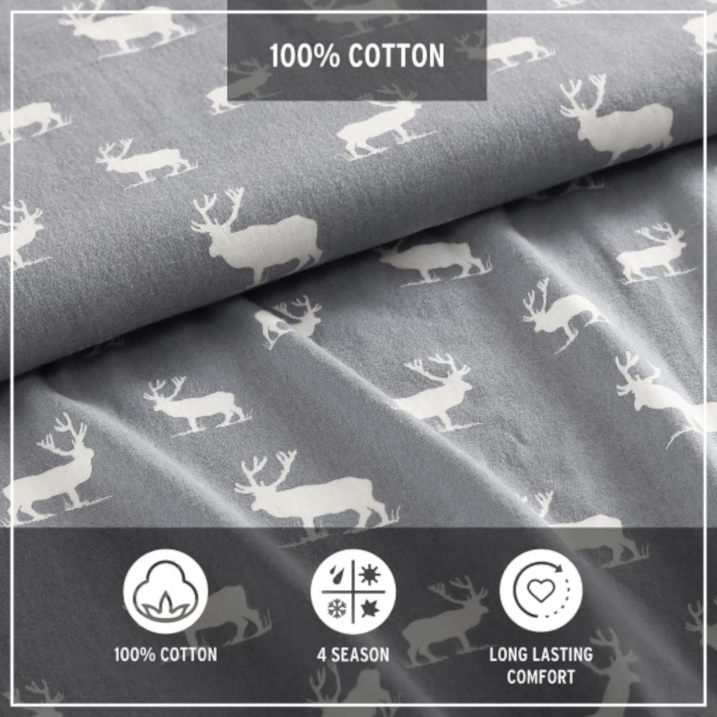 Eddie Bauer - Queen Sheet Set, Warm Breathable Cotton Flannel Bedding with Deep Pockets, Brushed for Extra Softness, Cozy Home Decor, Oeko-Tex Certified (Elk Grove, Queen)