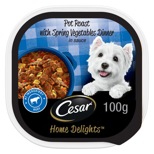 CESAR Home Delights Wet Dog Food - Pot Roast with Spring Vegetables Dinner in Sauce - 100g (24 Pack)