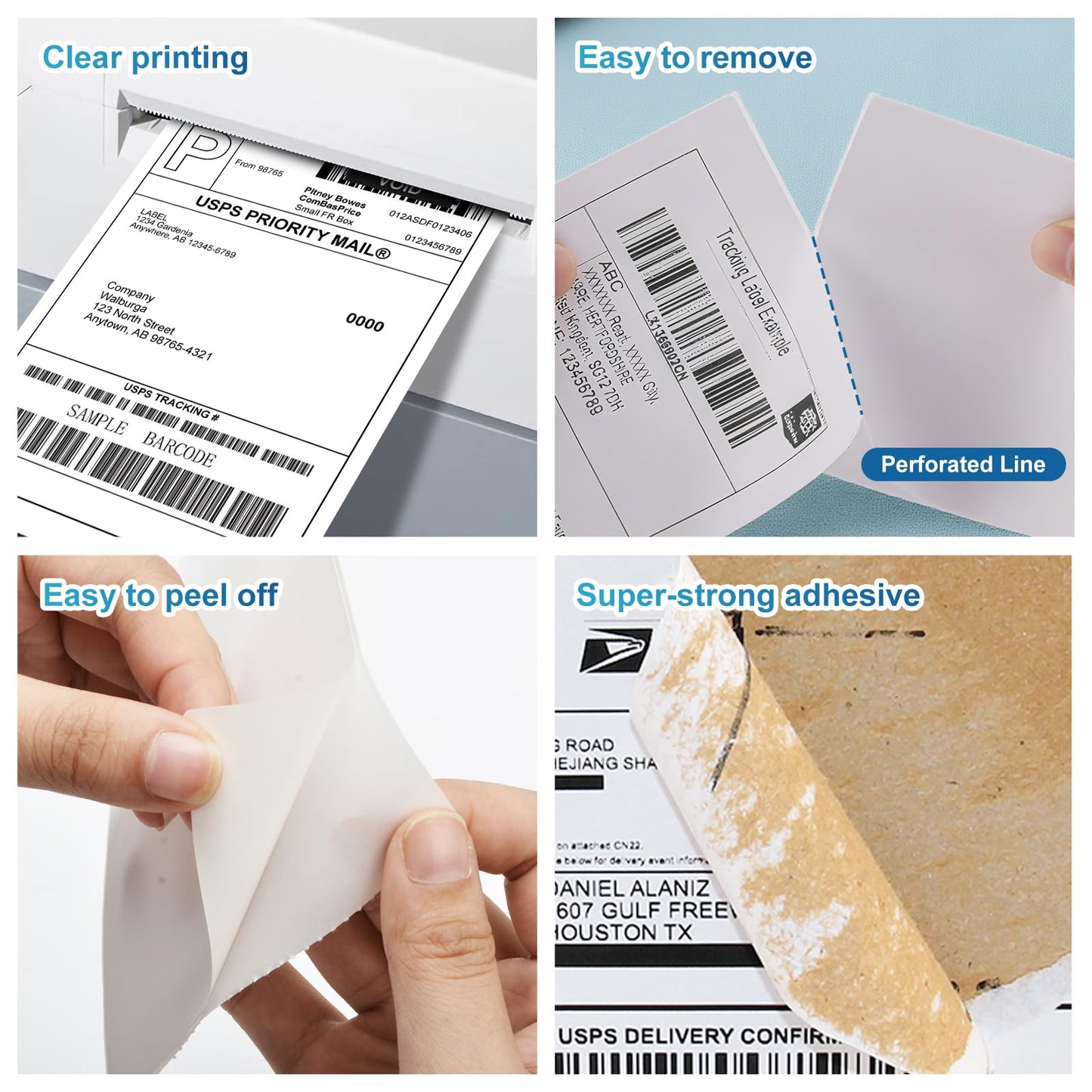 9527 Product 4x6 Blank Direct Thermal Shipping Labels for Zebra 2844 Zp-450 Zp-500 Zp-505,250 Labels/Roll,Total 6 Rolls