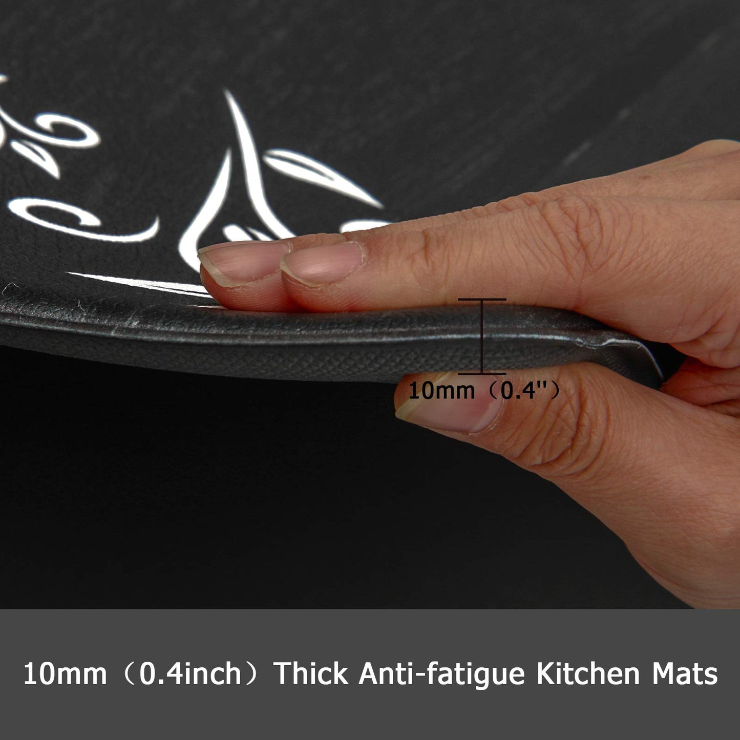 HEBE Kitchen Mats for Floor Anti Fatigue Mat, Cushioned Kitchen Rug, Non Skid Waterproof Comfort Standing Mat, Heavy Duty Kitchen Mat Set for Home,Office,Sink,Laundry,Desk, 17.3"x28"+17.3"x48"