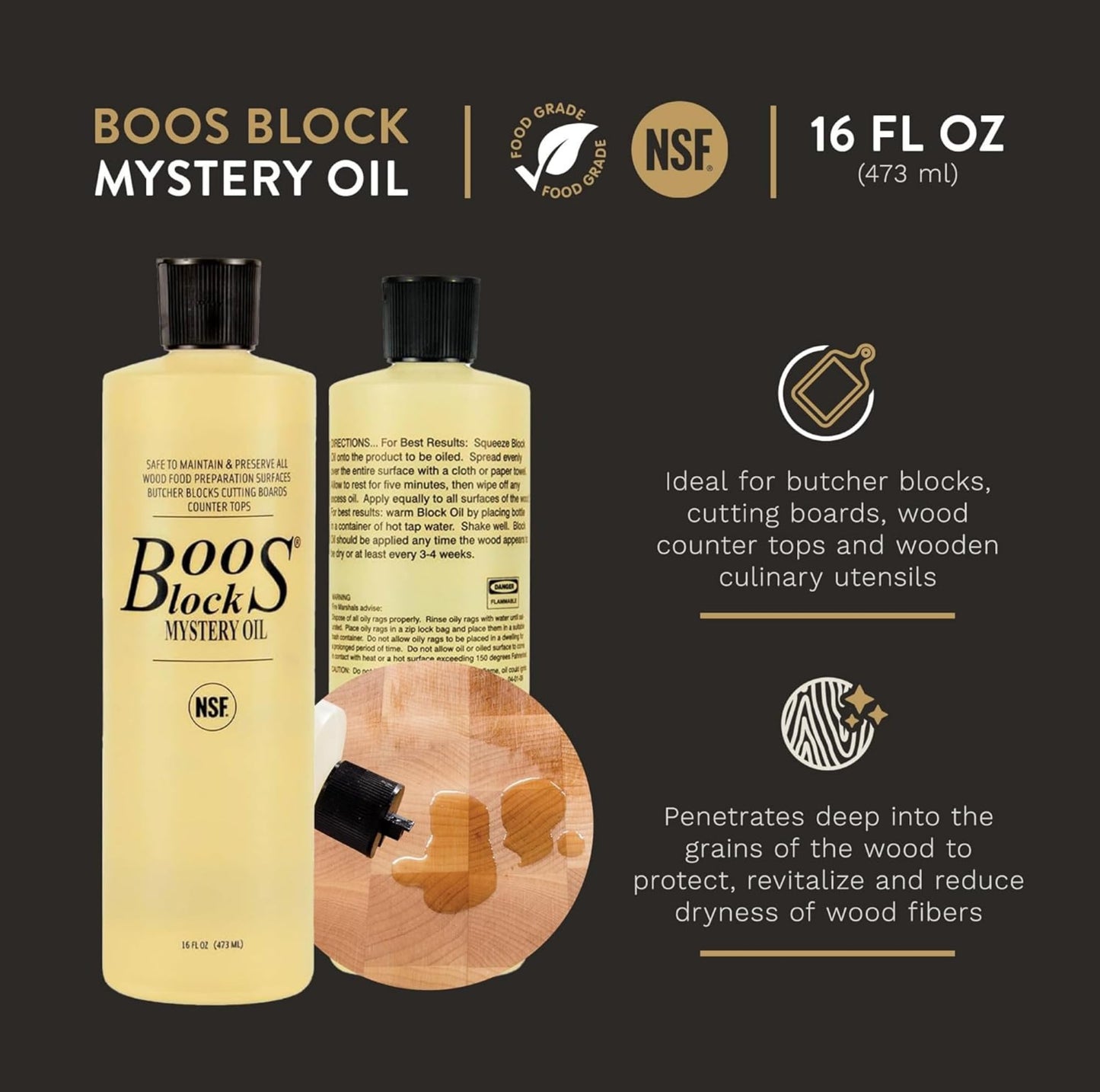 John Boos MYSB Mystery Butcher Block Oil, 16 Ounces