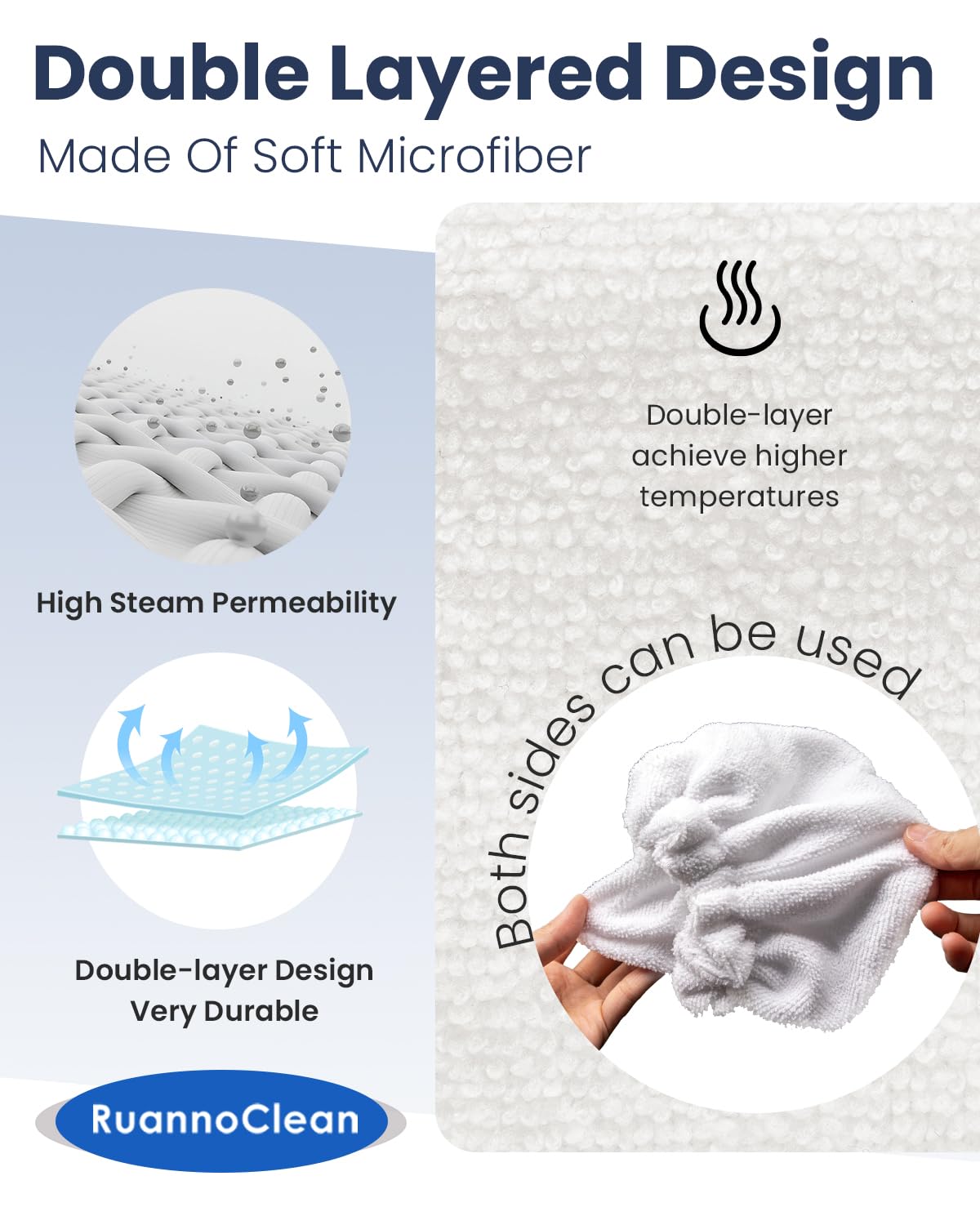 Steam Cleaner Accessories, Large Bonnets Rectangle Compatible with Dupray Neat Steam Cleaner, Reusable Steam Mop Pads Microfiber Bonnet Steam Cleaning Pads (Double-Layer) -6 Pack
