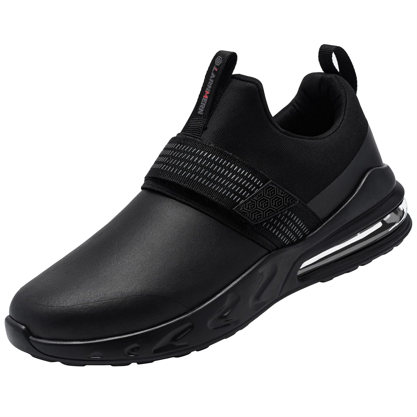 LARNMERN Non Slip Resistant Shoes Women Food Service Work Kitchen Chef Slip on Restaurant Sole-Cushion Sneakers Walking Working Footwear 7 Black