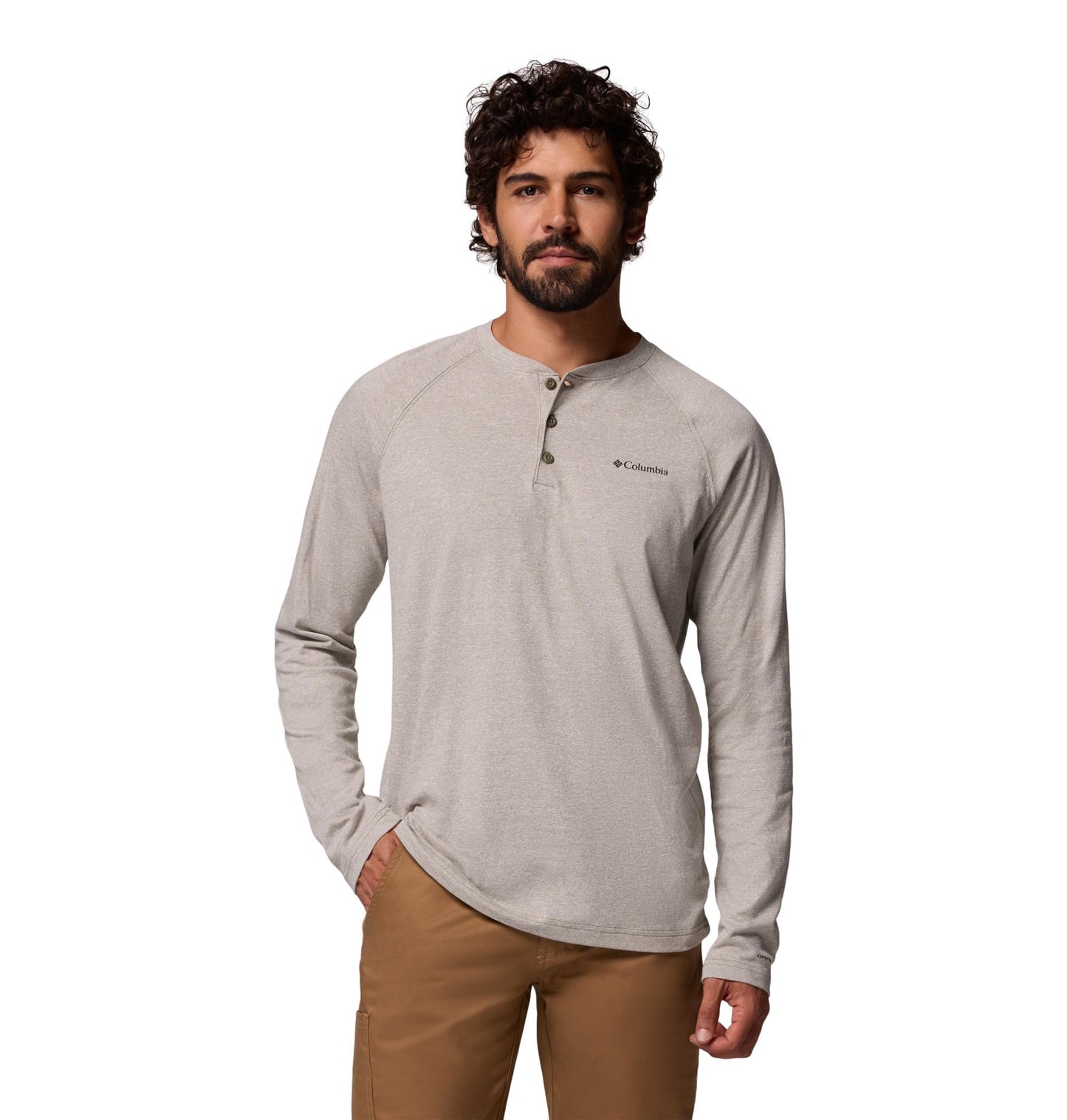 Columbia Mens Thistletown Hills Raglan Henley, Stone Green Heather, X-Large