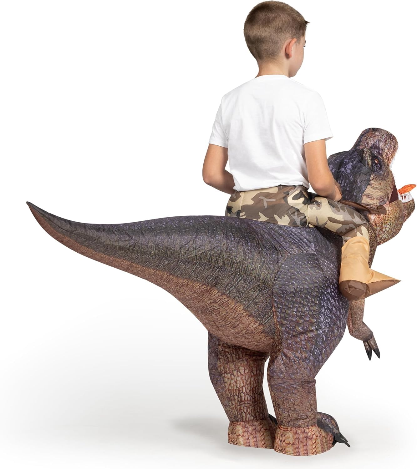 Spooktacular Creations Halloween Inflatable Dinosaur Costume Kids Digital Printing Ride-On Dinosaur for Halloween（M)