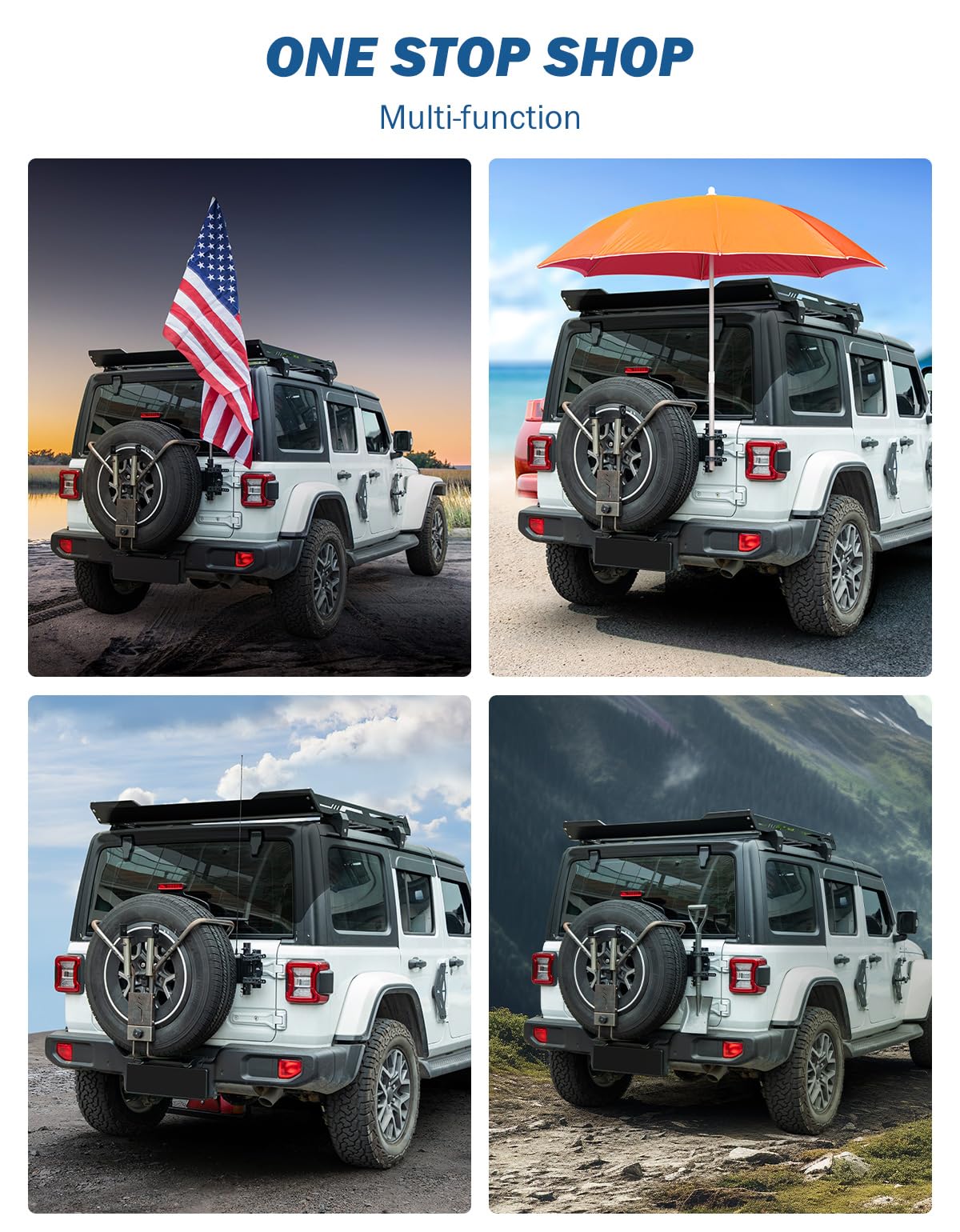 JOYTUTUS Flag Pole Holder Compatible with Wrangler JL, Tailgate Flag Mount for JL JLU 2018-2026, Multi-Function Flagpole Bracket, No Drilling
