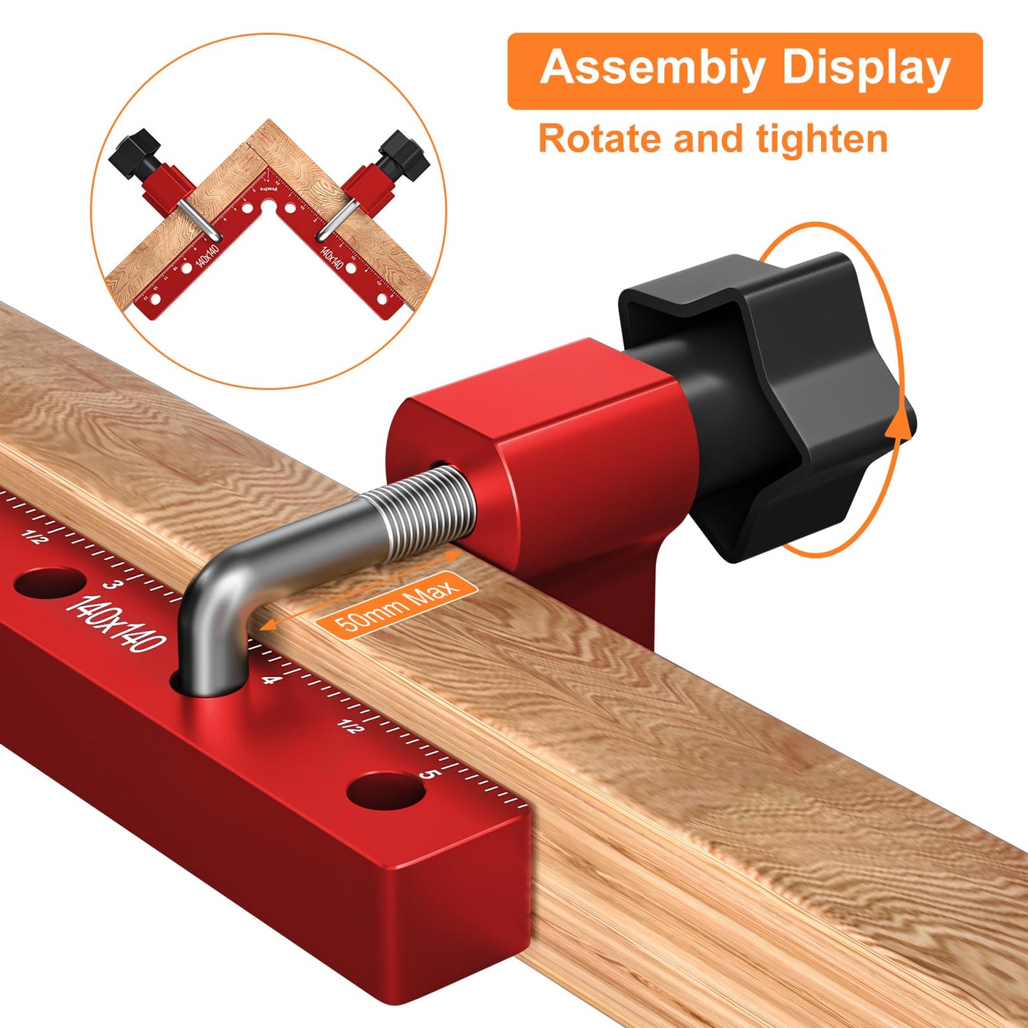 Preciva 90 Degree Positioning Squares (14cm/5.5"), Aluminum Alloy Right Angle Clamps Fixing Clamp, Professional Woodworking Tools Carpenter Squares for Picture Frame Box (5.5inch*4 Pack) (Red)