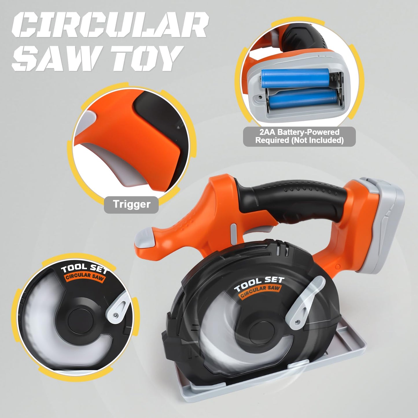 Kids Tool Set - Pretend Play Construction Toys for 3 4 5 Year Old Boy Gifts, Preschool Learning Tool Set with Electronic Drill/Chainsaw Toy/Circular Saw, Toddler Take Apart Stem Toys for Kid 3-5