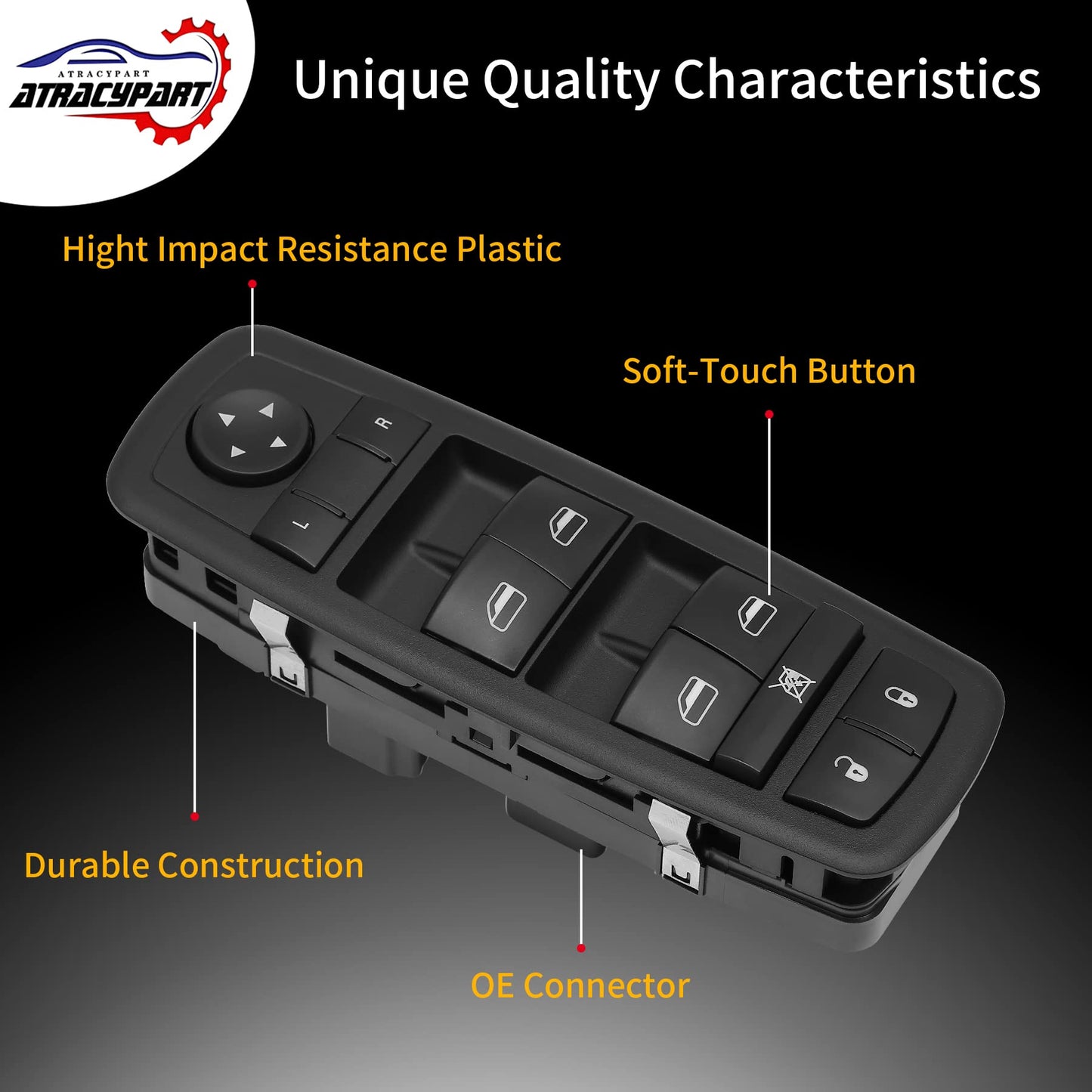 Master Power Window Switch | 8 PINS + 13 PINS Check Required | Replacement for 2015-2017 Chrysler 200, 2013-2016 Dodge Dart, 2014-2018 Jeep Cherokee | Replaces# 68271203AB, 68271203AA