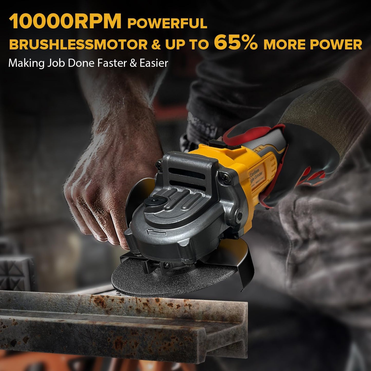 Cordless Angle Grinder Compatible with Dewalt 20V Max Battery, 10000RPM Brushless Motor, Electric Grinder Power Tools, 4-1/2" Blades for Cutting Griding Polishing (Battery Not Included)