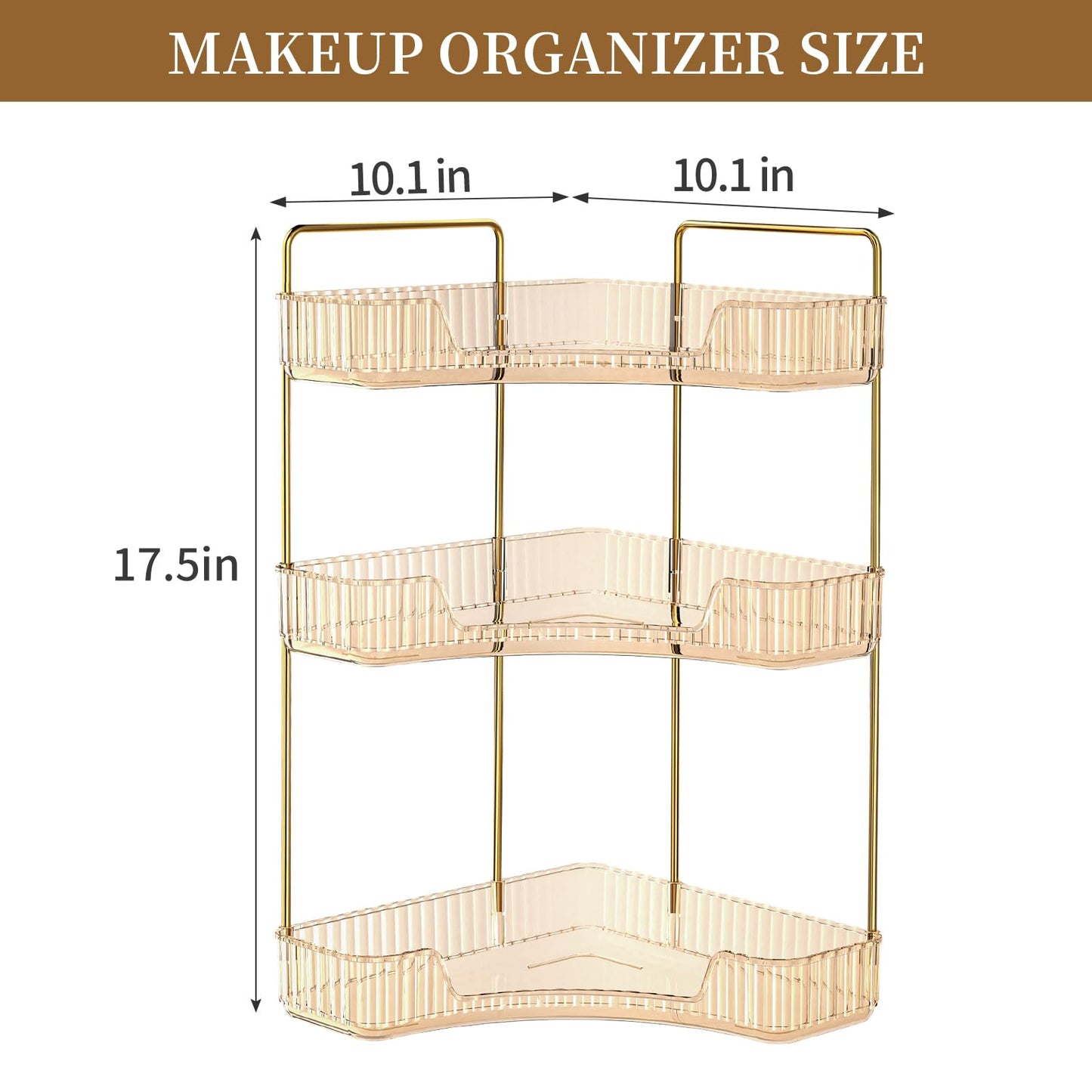 3-Tier Corner Bathroom Counter Organizer, Bathroom Countertop Tray & Vanity Organizer Tray with Non-Slip Surface for Makeup, Skincare, Perfume | Storage for Small Spaces, Bedroom, Dresser