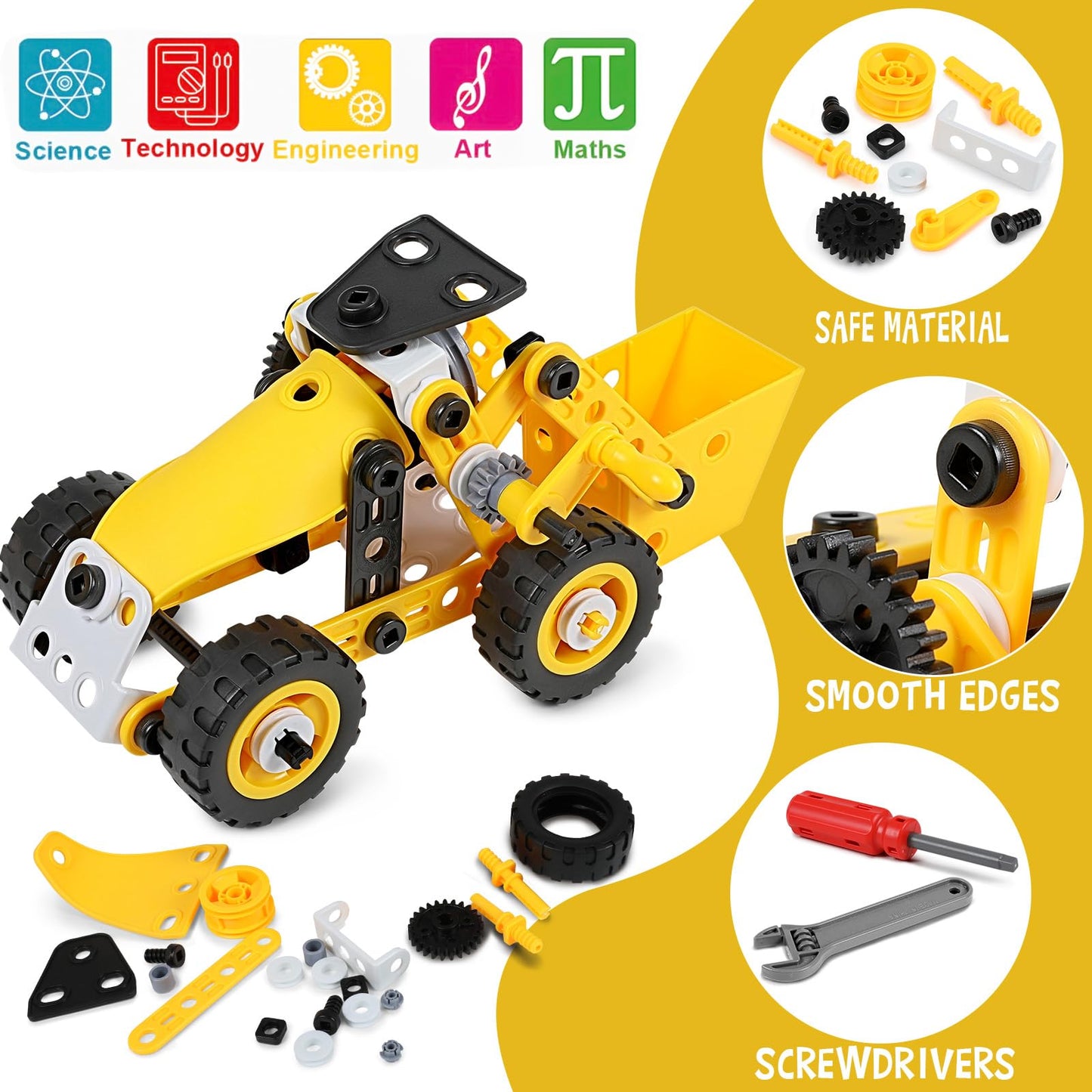 10 in 1 Stem Toys for 5 6 7 8 9+ Year Old Building Block Kit Stem Activities Projects Boy Toys Age 4-8 5-7 6-8 8-10 Creative Set Educational Engineering Excavator Construction Christmas Birthday Gift