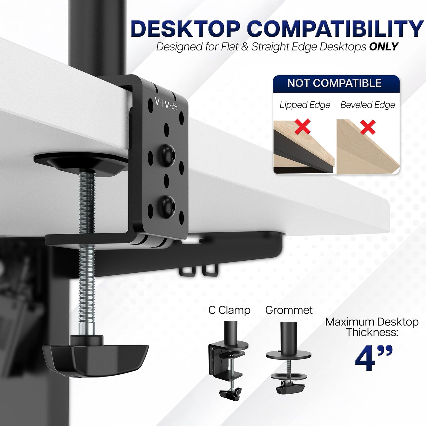 VIVO Extra Tall Single Monitor Desk Mount Stand with 39 inch Pole. Features Full Adjustability - Tilt and Articulation, Holds 13 to 32 inch Screens up to 22 lbs with VESA Mounting, Black, STAND-V011