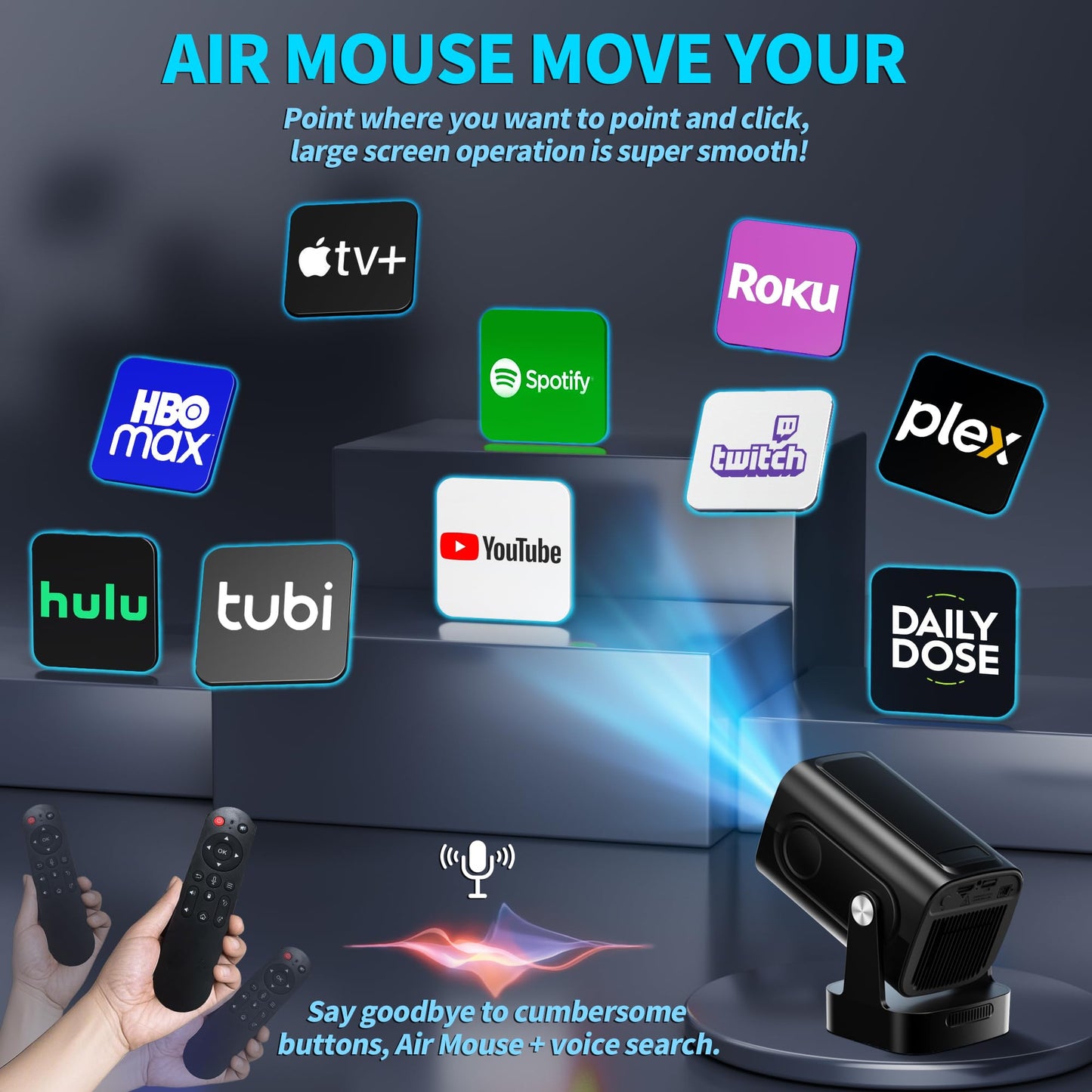 Projector [Auto Focus & Native 1080P & Built-in Apps] Mini Portable Projector 1080P, 4K Full HD with WiFi 6 & Bluetooth 5.4, Auto Focus & Keystone, 270° Rotatable, Compatible with Phone/HDMI/USB,Black