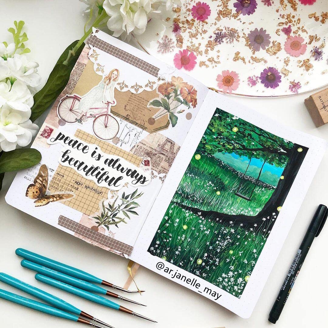 BUKE Bullet Dotted Journal - A5 Size Dot Grid Notebook - 180gsm Thick Bamboo Paper - 160 Dot-Grid Pages 5x5 MM - Vegan Faux PU Leather Hardcover - Rose Gold Edge And Moons (A5, BK-1)