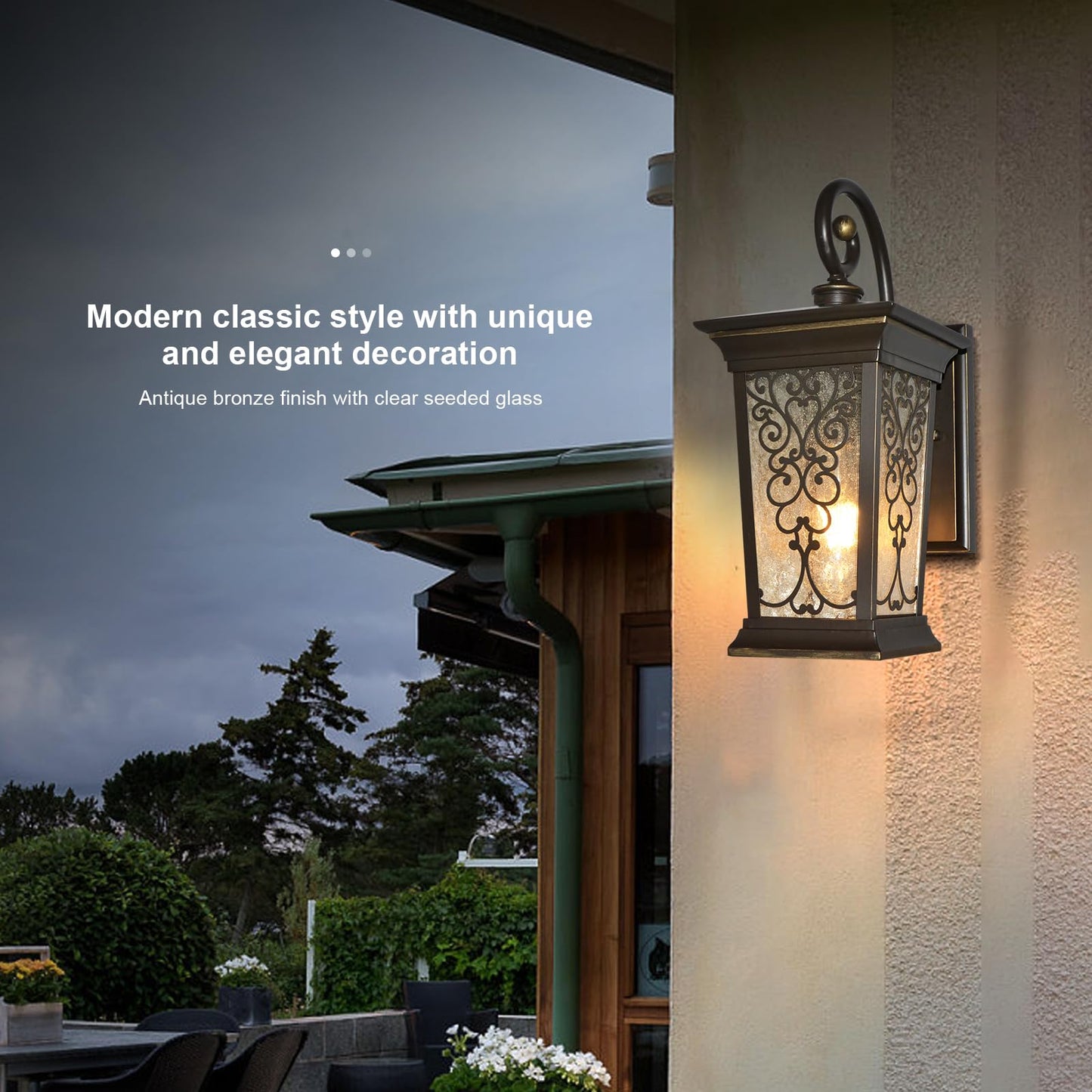 ALVIME Outdoor Wall Lights Fixture, 14" H Exterior Patio Wall Lanterns, Waterproof Porch Sconce, Outside Lights for Entryway, House, Front Door, Backyard, Garage, E26 Base&Clear Seeded Glass