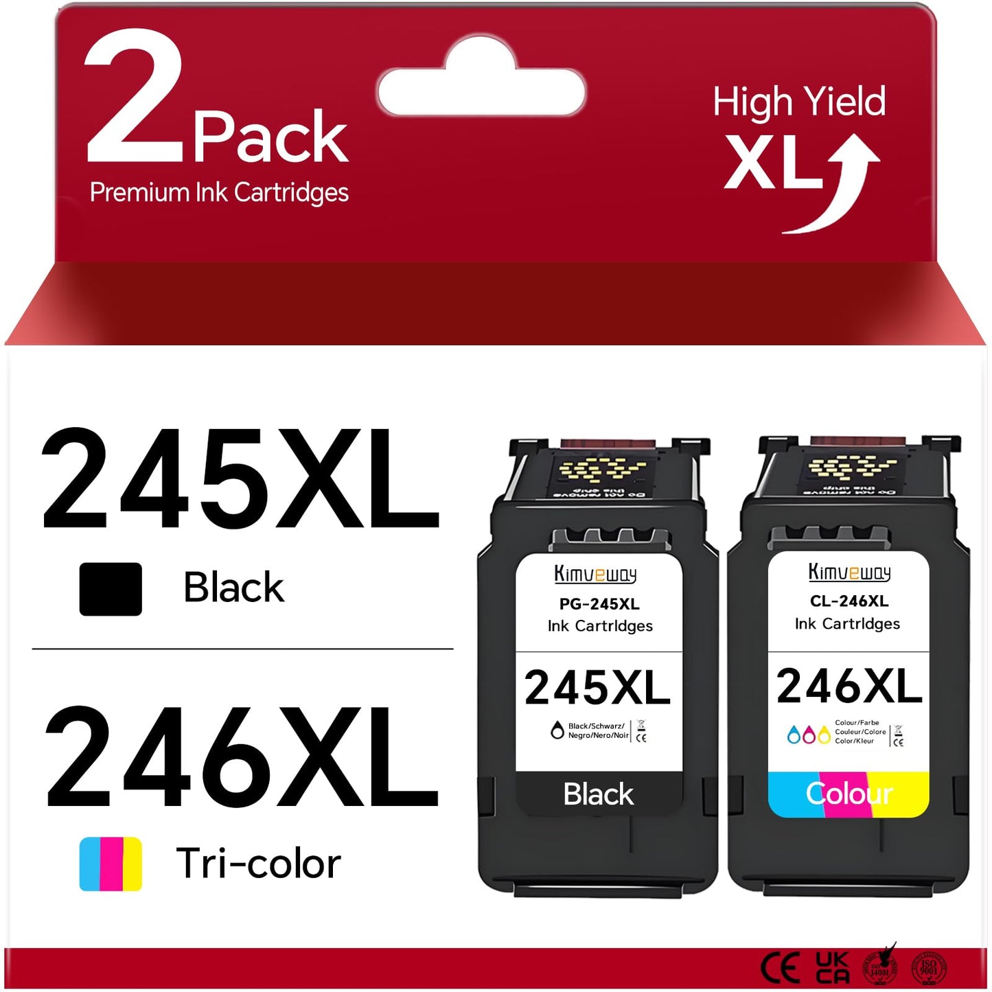 PG-245XL CL-246XL for Printer Ink 245 246 for Ts3420 Ink Cartridges Work with Pixma MX492 MX490 MG2520 MG3022 TS3420 TR4520 Printer.(1Black and 1Colour)