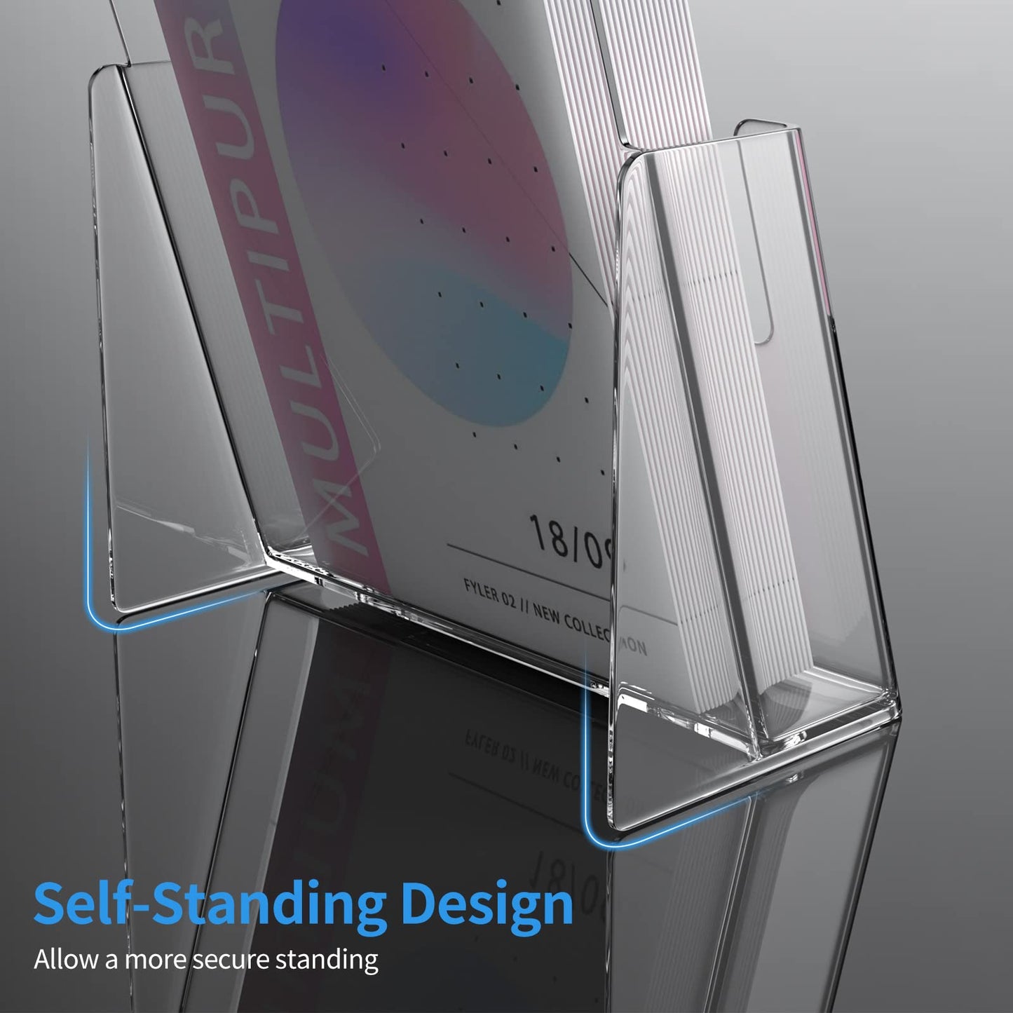 zavekia 6 Pack 6'' x 9'' Acrylic Brochure Holder,wide brochure leaflet booklet literature flyer catalog magazine. (6 x 9 in/ 6 Pack)