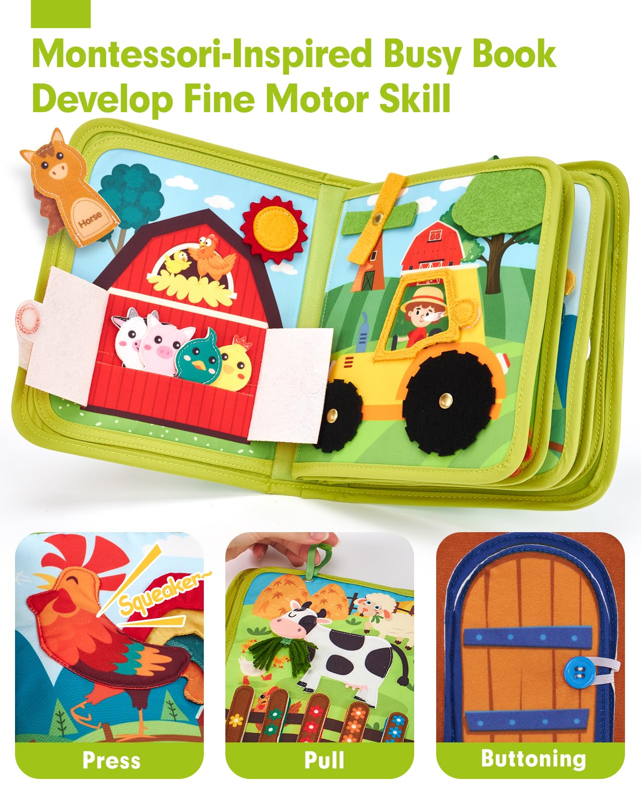 hahaland Busy Books for Toddlers 1-2 - Montessori Toddler Busy Board for 1 2 Year Old, 20 in 1 Quiet Book Educational Toddler Toys for 1 2 3 Year Old Boy Girls Gifts, Travel Toys for Toddlers 1-3